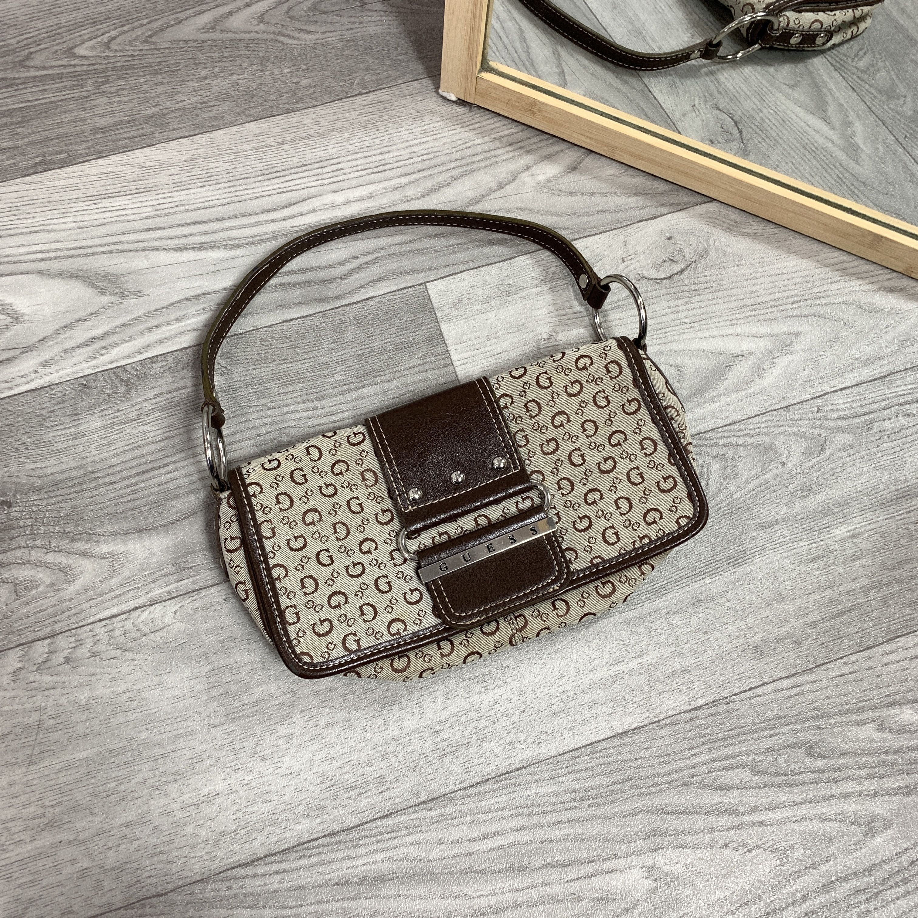 Guess 90's Beige Baguette Women's Handle Bag