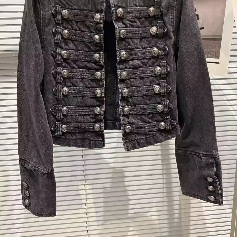 Japanese Brand Retro Military Inspired Denim Jacket Bold Structured Size US S / EU 44-46 / 1 - 4 Thumbnail