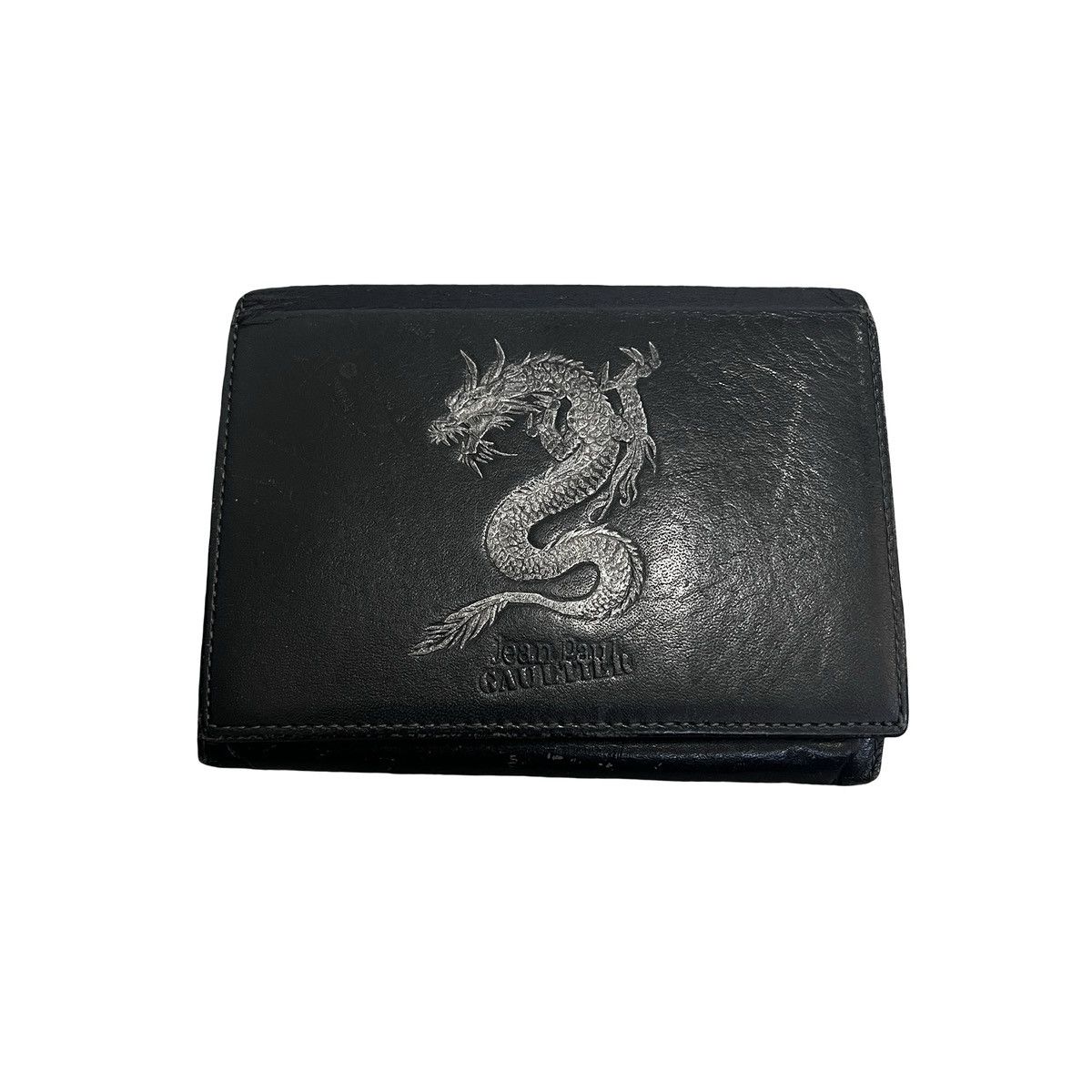 JEAN PAUL GAULTIER DRAGON EMBOSSED LEATHER BI-FOLD WALLET
