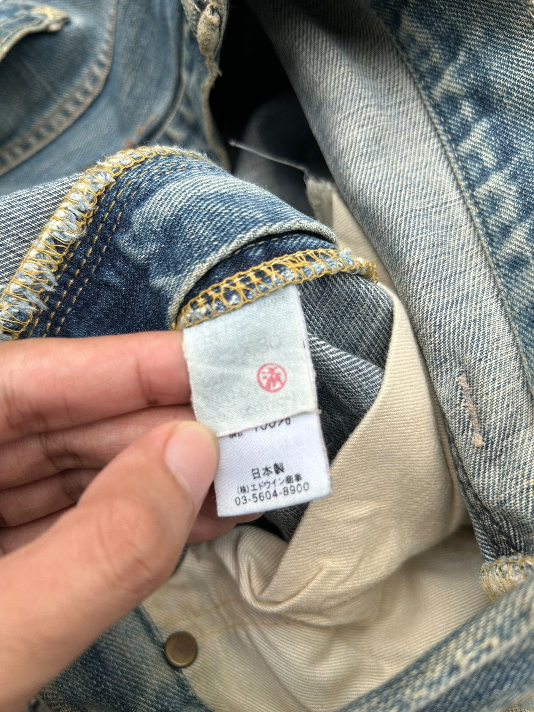 Kapital × Lee × Vintage Thrashed Vintage Lee Riders Selvedge Denim Jeans Size US 35 - 10 Thumbnail