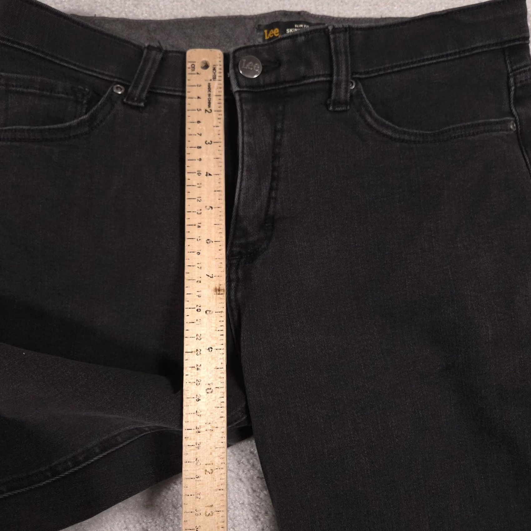 Lee Lee Jeans Womens 12 Gray Charcoal Wash Slim Fit Mid Rise Skinny Leg Stretch Size 34" / US 12 / IT 48 - 6 Thumbnail