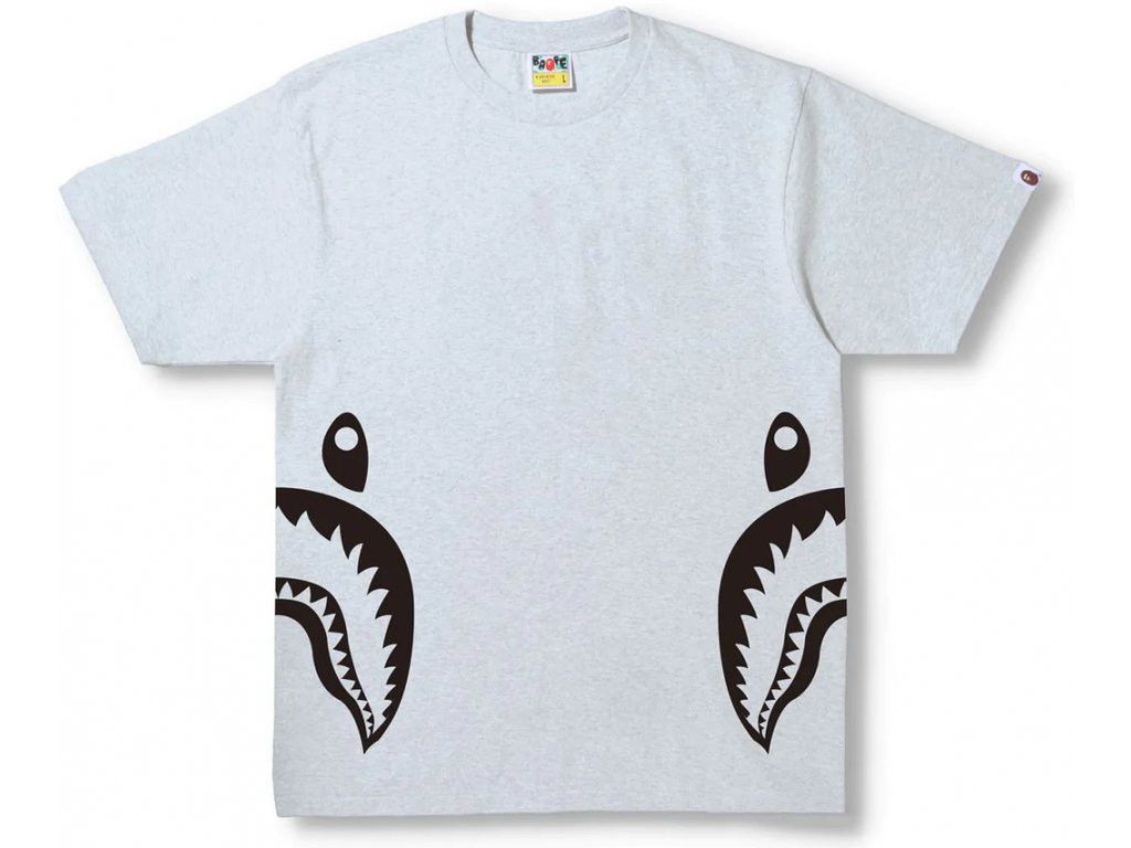 image of Bape Bicolor Side Shark Tee in Grey, Men's (Size XL)