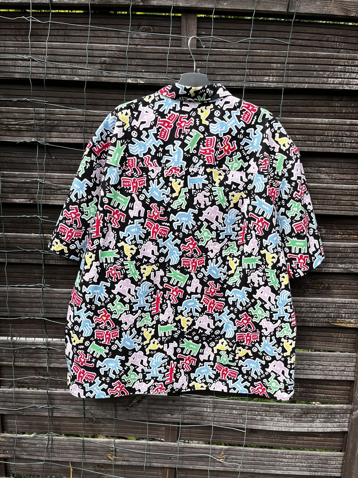 H&M × Keith Haring 🔴 Keith Haring H&M Grail Overprinted Button Up Shirt Y2K Size US XXL / EU 58 / 5 - 5 Thumbnail