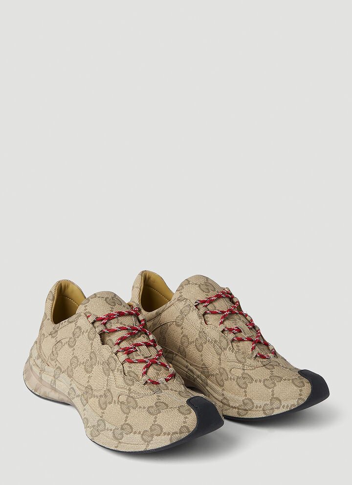 Gucci o1s1wg110425 Men's Gucci Run Sneakers in Beige & Green Size US 9.5 / EU 42-43 - 2 Thumbnail