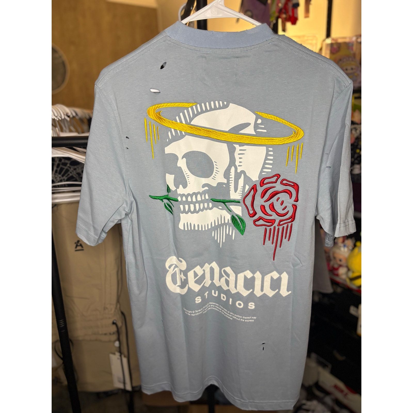 Other NWT Sz. S - Tenaciti Skull w/ Rose Shirt (light Blue) Size US S / EU 44-46 / 1 - 1 Thumbnail