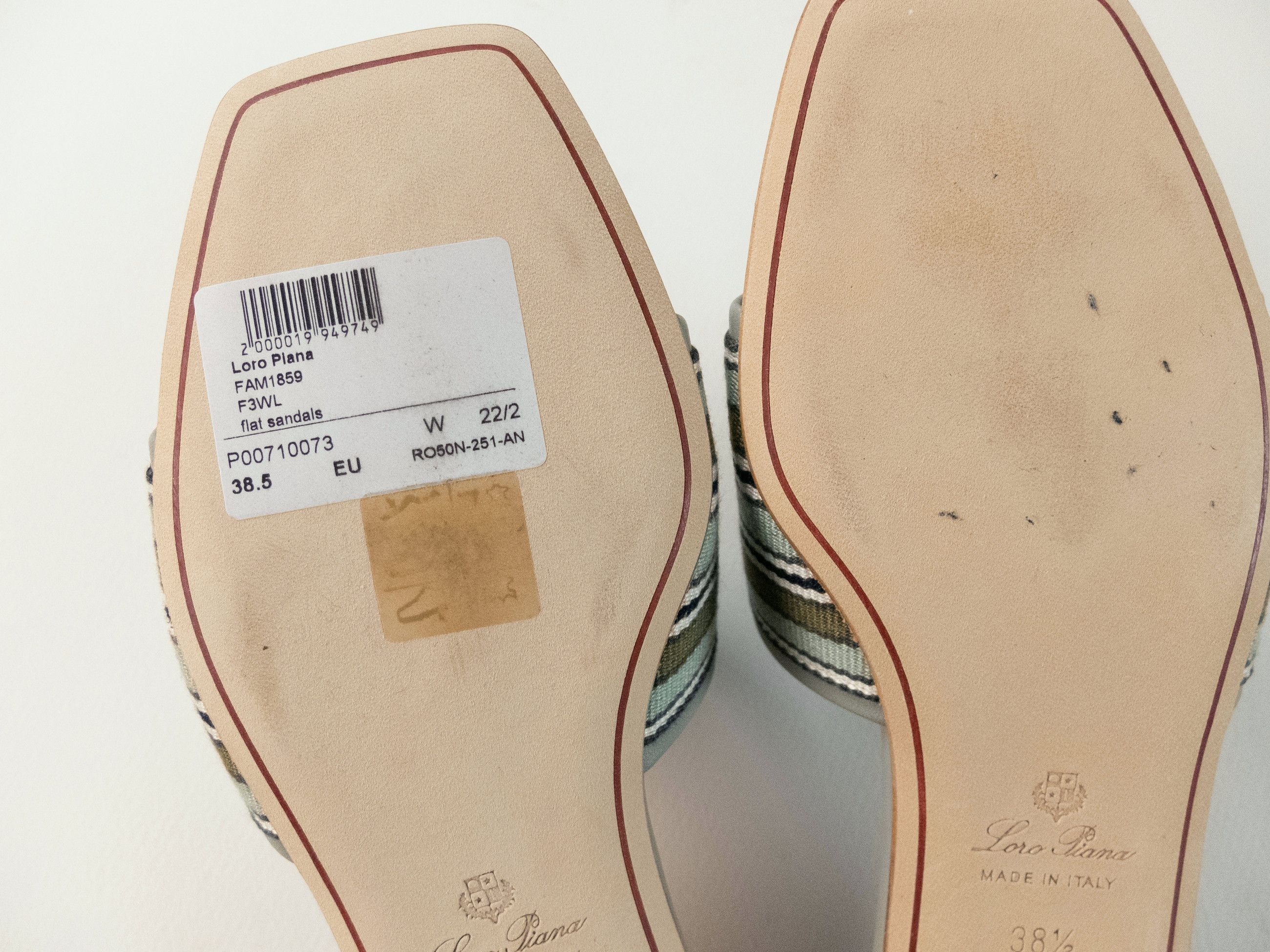 Loro Piana LORO PIANA Suitcase Stripes green slide sandals 8.5 38.5 Size US 8.5 / IT 38.5 - 9 Thumbnail