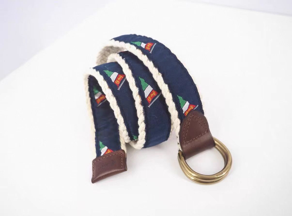 Polo Ralph Lauren POLO Ralph Lauren White Woven Belt with Brass Buckle K3 Size ONE SIZE - 1 Thumbnail