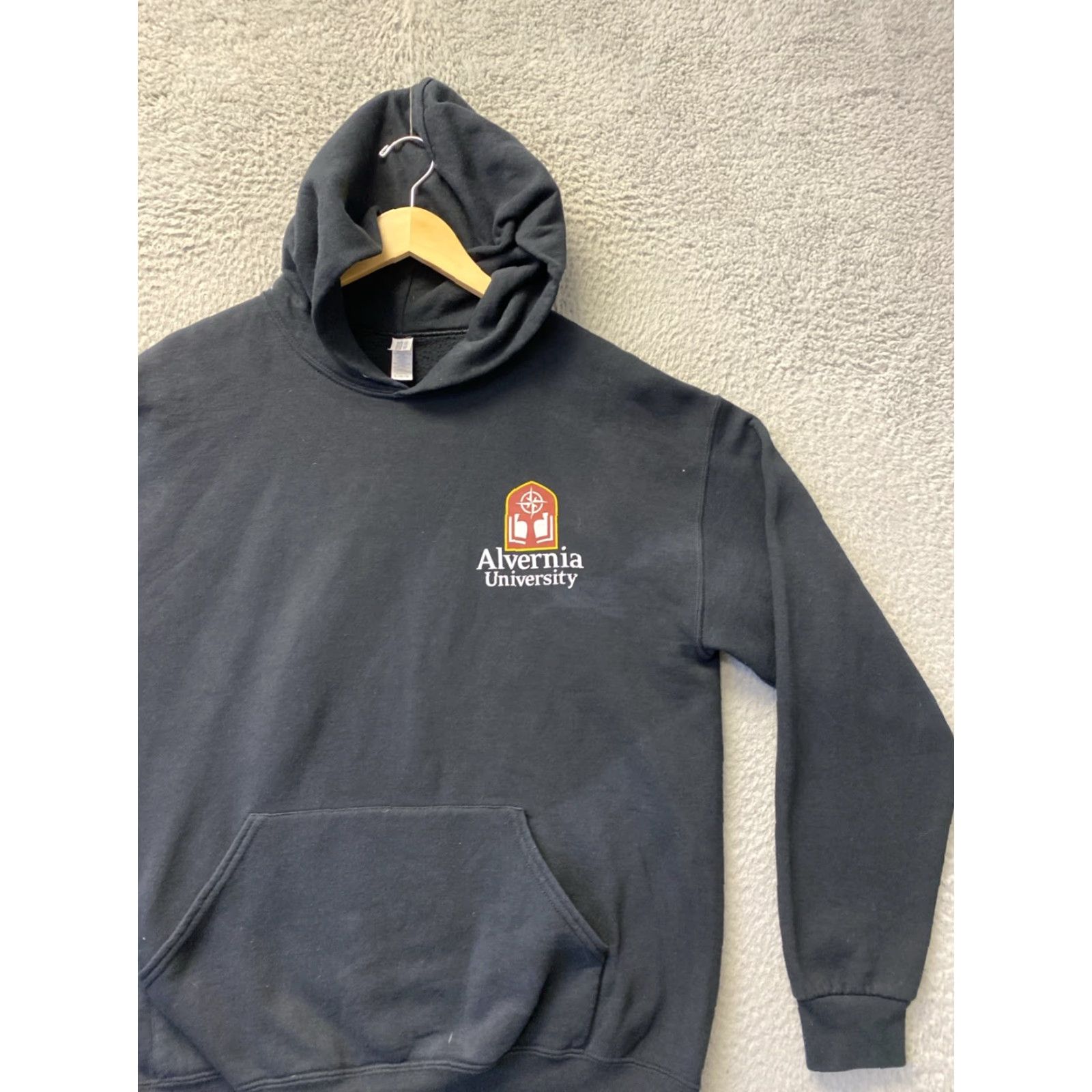 Jerzees JERZEES Hoodie Black L Mens University Logo Pullover Sweatshirt, All Seasons, Hooded, Pockets, Regular Fit Size US L / EU 52-54 / 3 - 2 Thumbnail