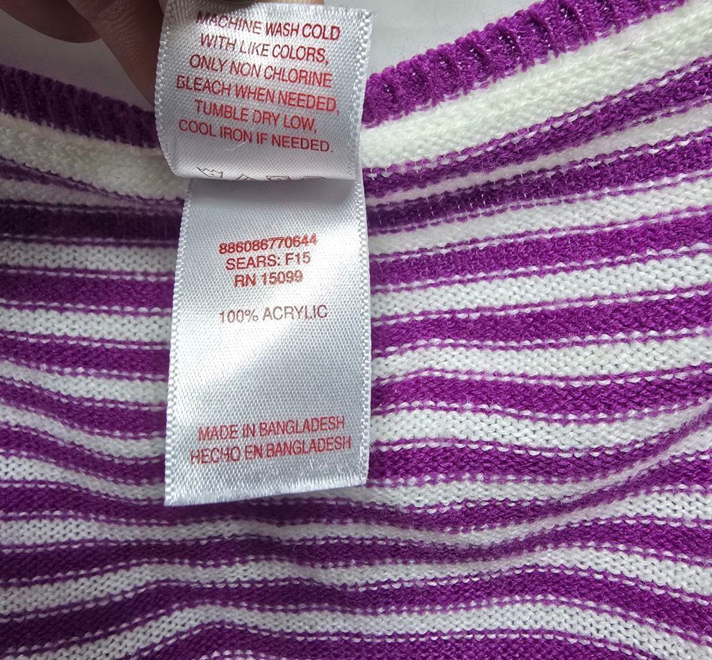 Bonobos Women's BONGO Purple White Striped Crew Neck Sweater XL Size XL / US 12-14 / IT 48-50 - 3 Thumbnail