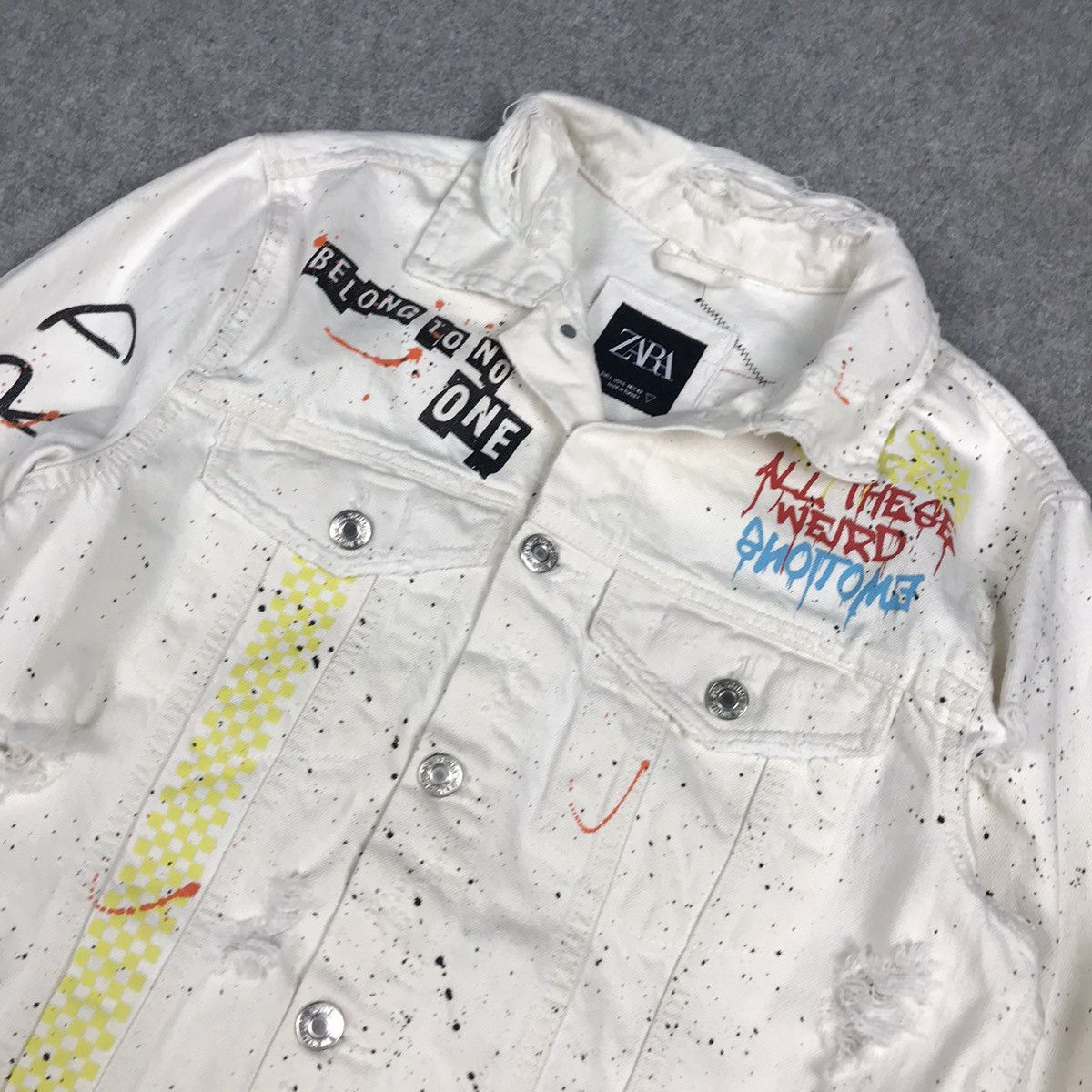 Japanese Brand × Zara Zara distressed punk button denim jacket Size US L / EU 52-54 / 3 - 5 Thumbnail