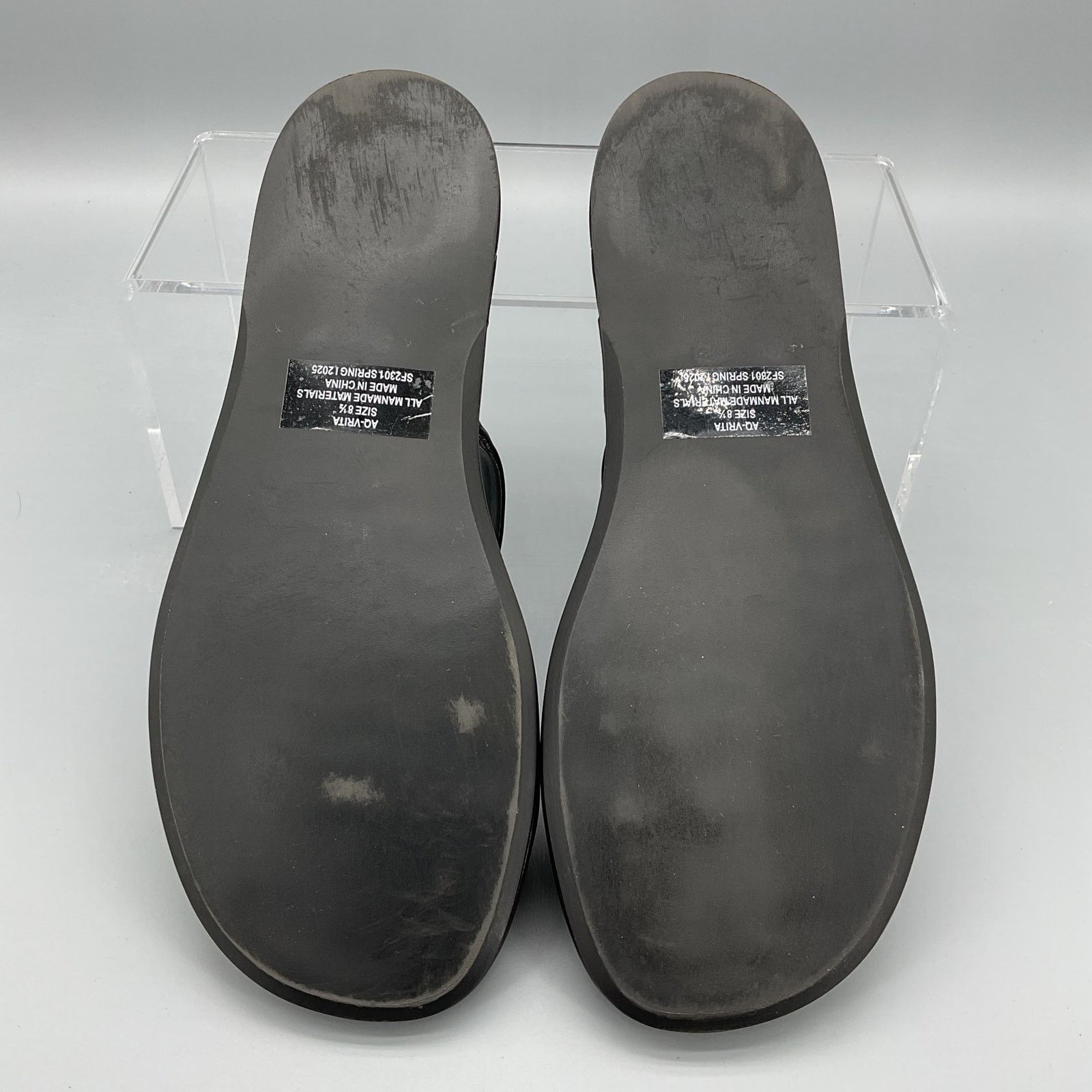 AQUA Aqua Women’s Rita Flat Sandals Black Size 8.5 Size US 8.5 / IT 38.5 - 8 Thumbnail
