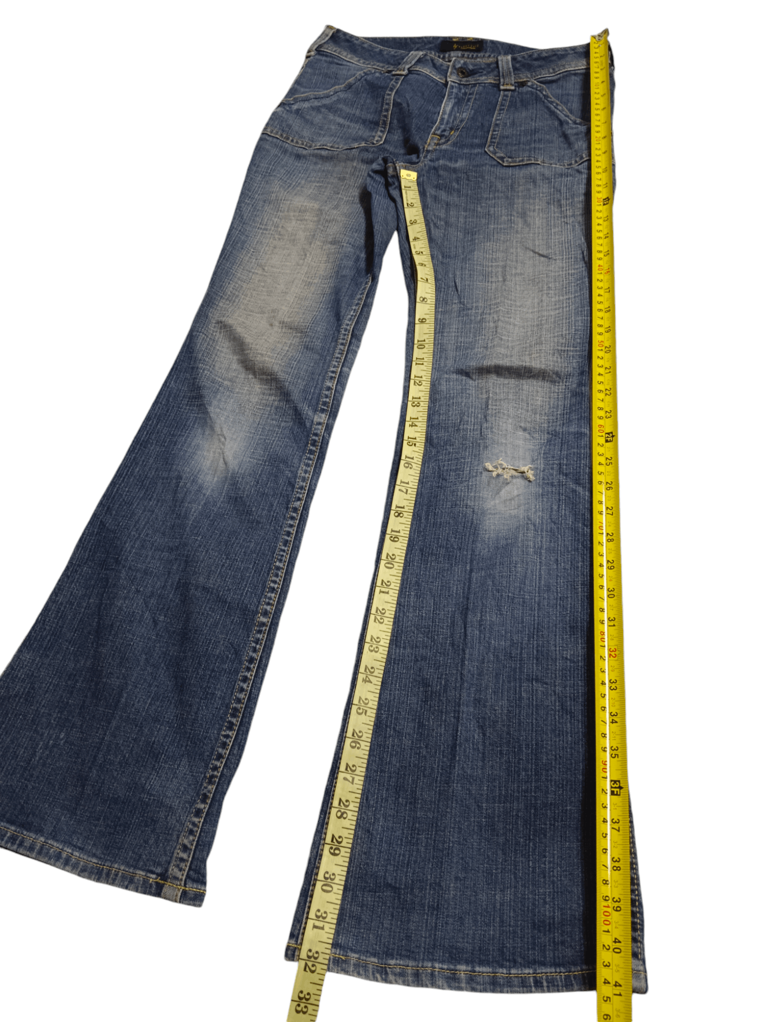 If Six Was Nine Bobson Distressed Stretchable Skinny Flare Bush Denim Size 30" / US 8 / IT 44 - 6 Thumbnail