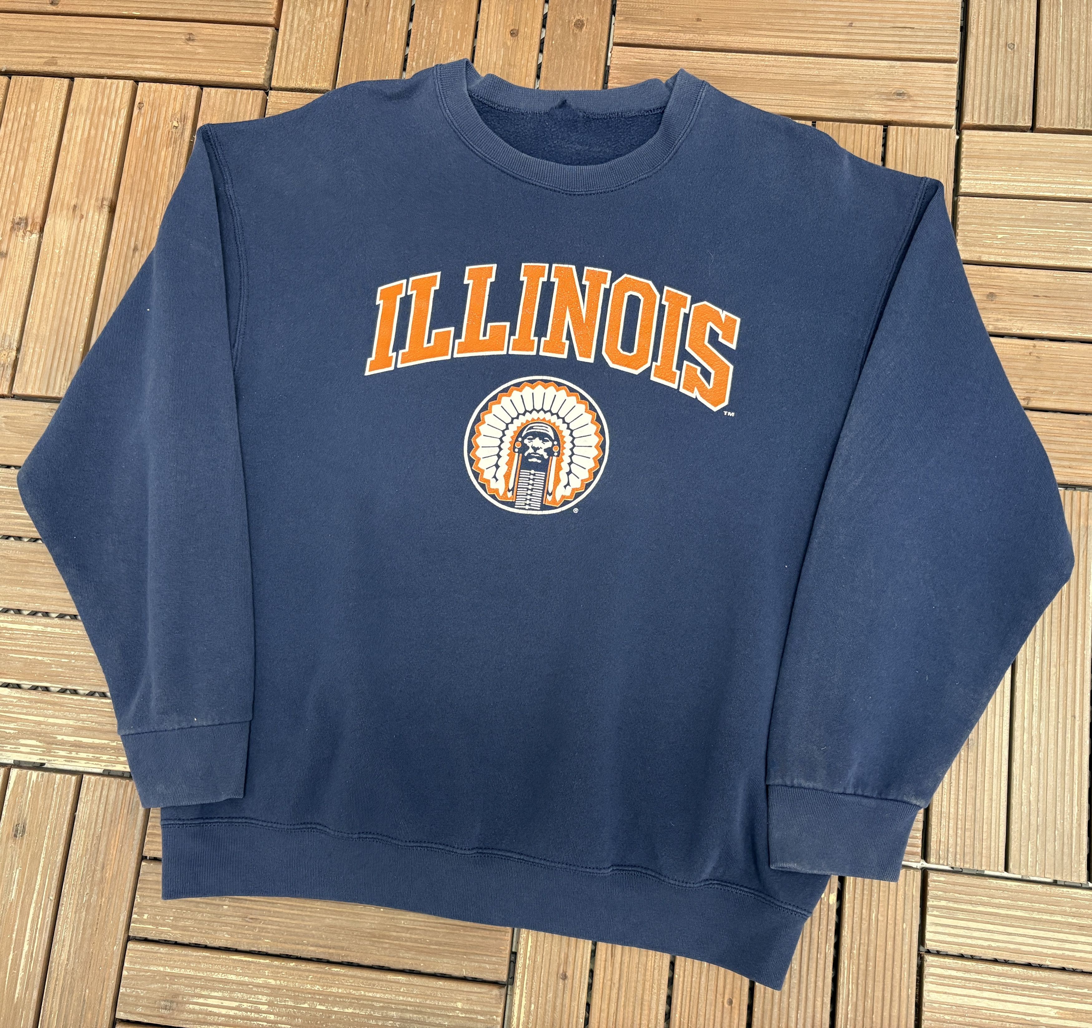 Vintage Illinois Fighting Illini Vintage Blue Crewneck Sweater Size US XL / EU 56 / 4 - 3 Thumbnail