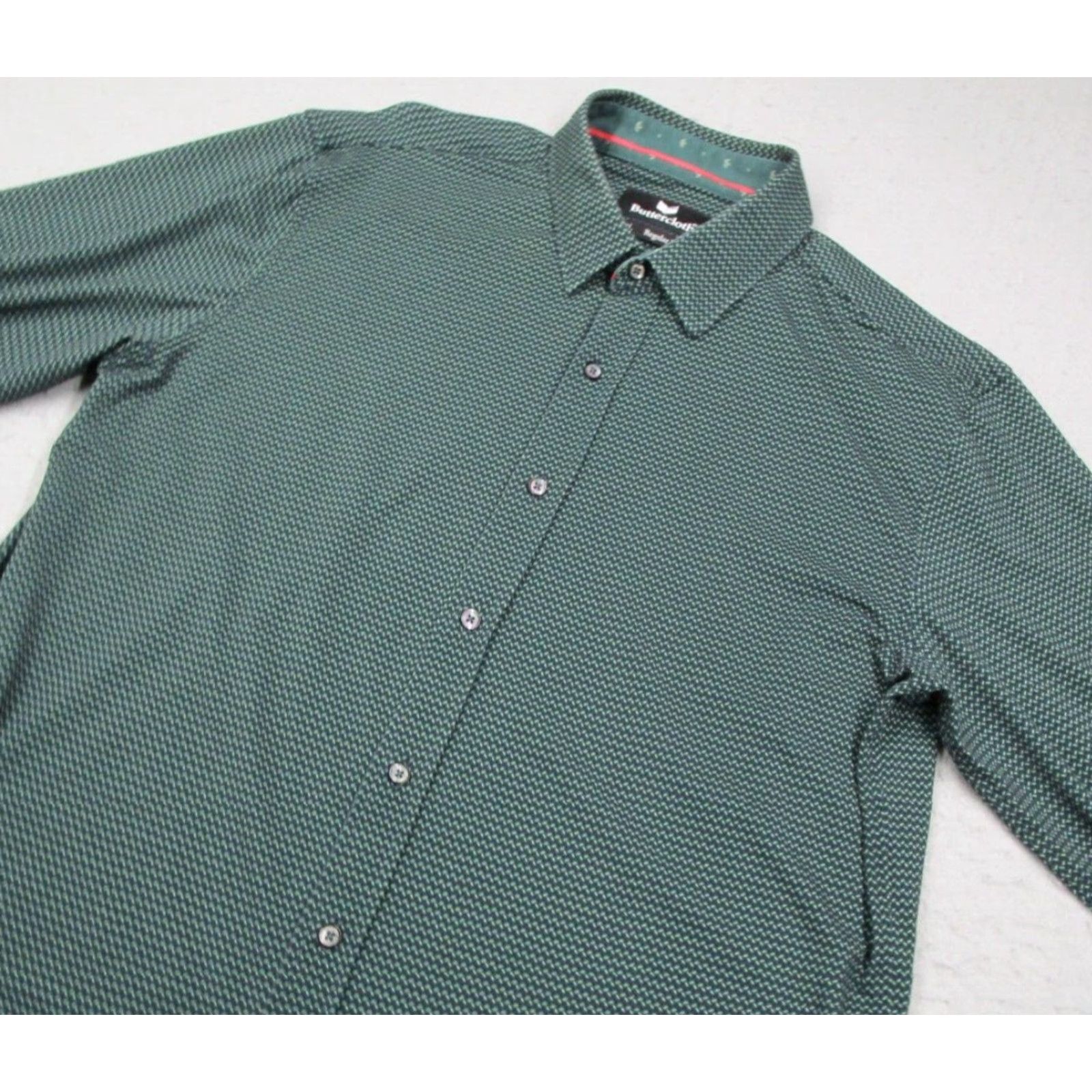 Vintage Buttercloth Men's Regular Fit Long Sleeve Button Up Green Cotton Blend Shirt XL Size US XL / EU 56 / 4 - 2 Thumbnail