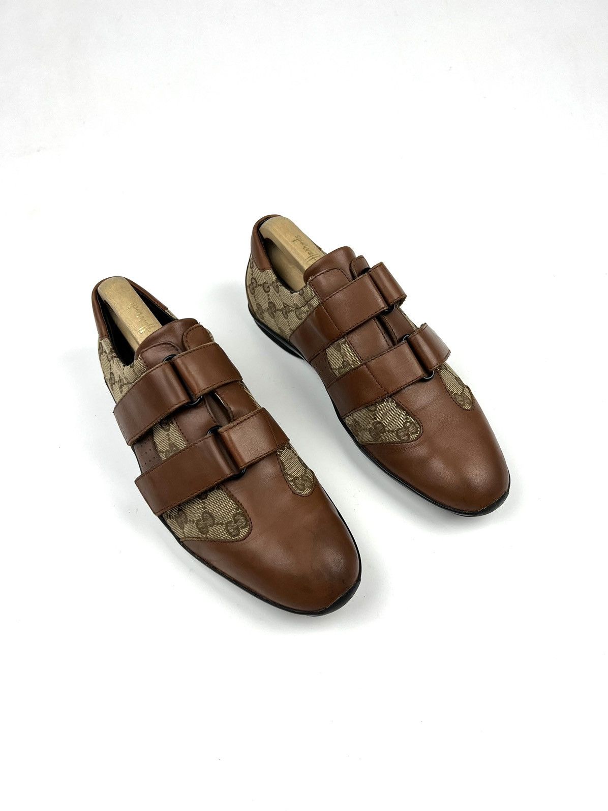 Gucci GUCCI Sneakers Leather Low Top Shoes Straps GG Monogram Men Size US 8 / EU 41 - 1 Thumbnail