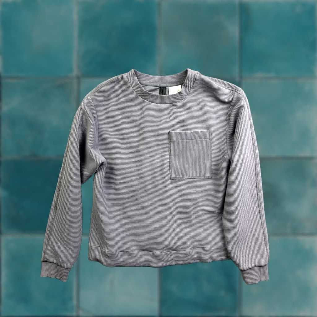 Varley Varley Sweatshirt Womens S Purple Ottoman Ribbed Split Back Pullover Pullover Striped Pocket Crew Neck Long Sleeve Size S / US 4 / IT 40 - 1 Thumbnail