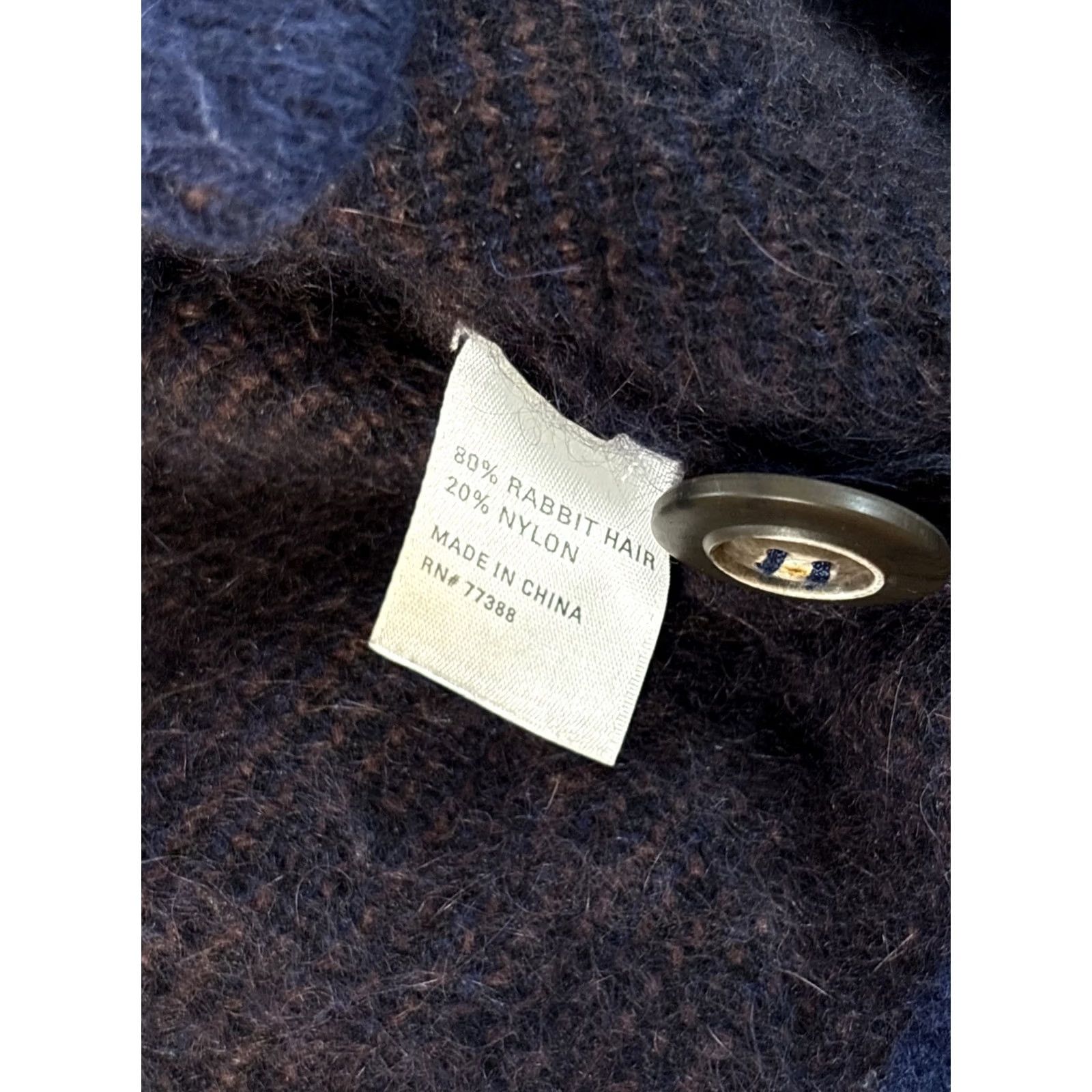 MZ Wallace VINTAGE Wallace Cardigan Sweater Womens XS Long Blue Geometric 90s Pocket Knit Rabbit Hair Button Crew Neck Size XS / US 0-2 / IT 36-38 - 4 Thumbnail