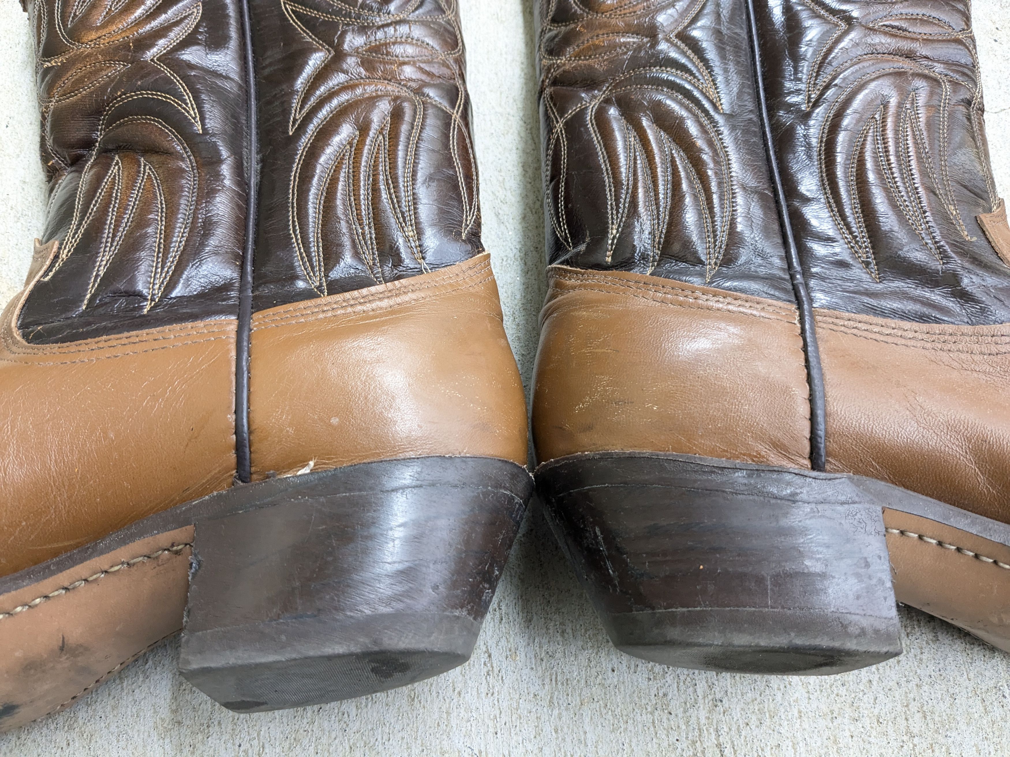 Genuine Leather Texas Cowboy Boots Brown Tan 9.5 D Leather Tan Size US 9.5 / EU 42-43 - 11 Thumbnail