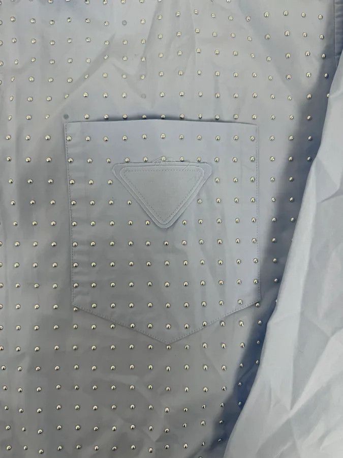 Prada SS2022 Prada Baby Blue Signature Studded Jacket Size US M / EU 48-50 / 2 - 6 Thumbnail