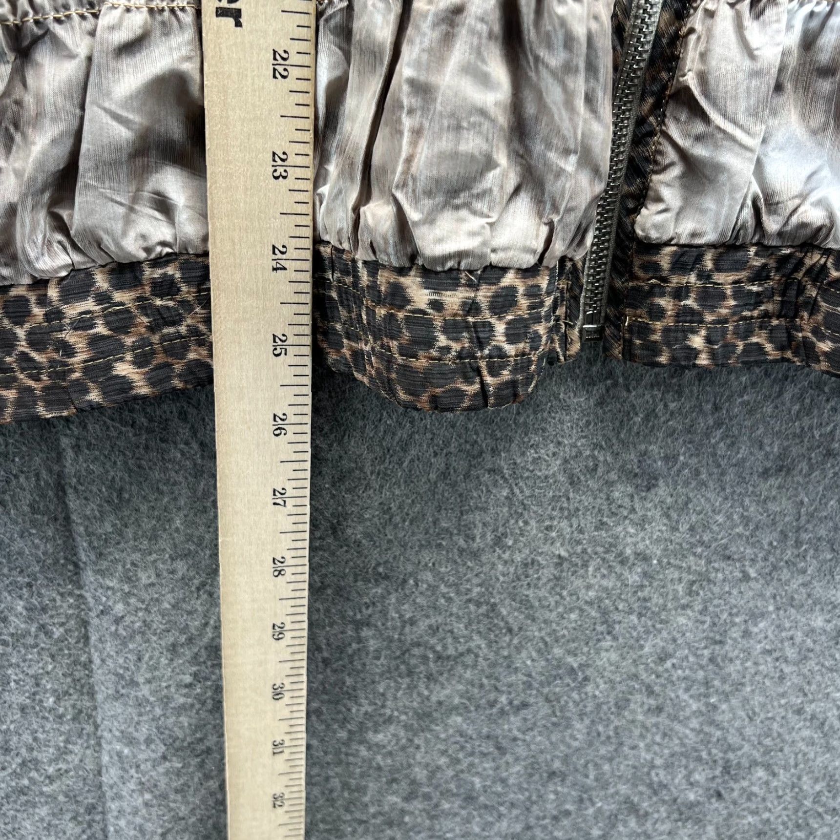 Vintage Chicos Jacket Womens Large Brown Ruched Zip Front Leopard Print Trim Bomber Size L / US 10 / IT 46 - 4 Thumbnail