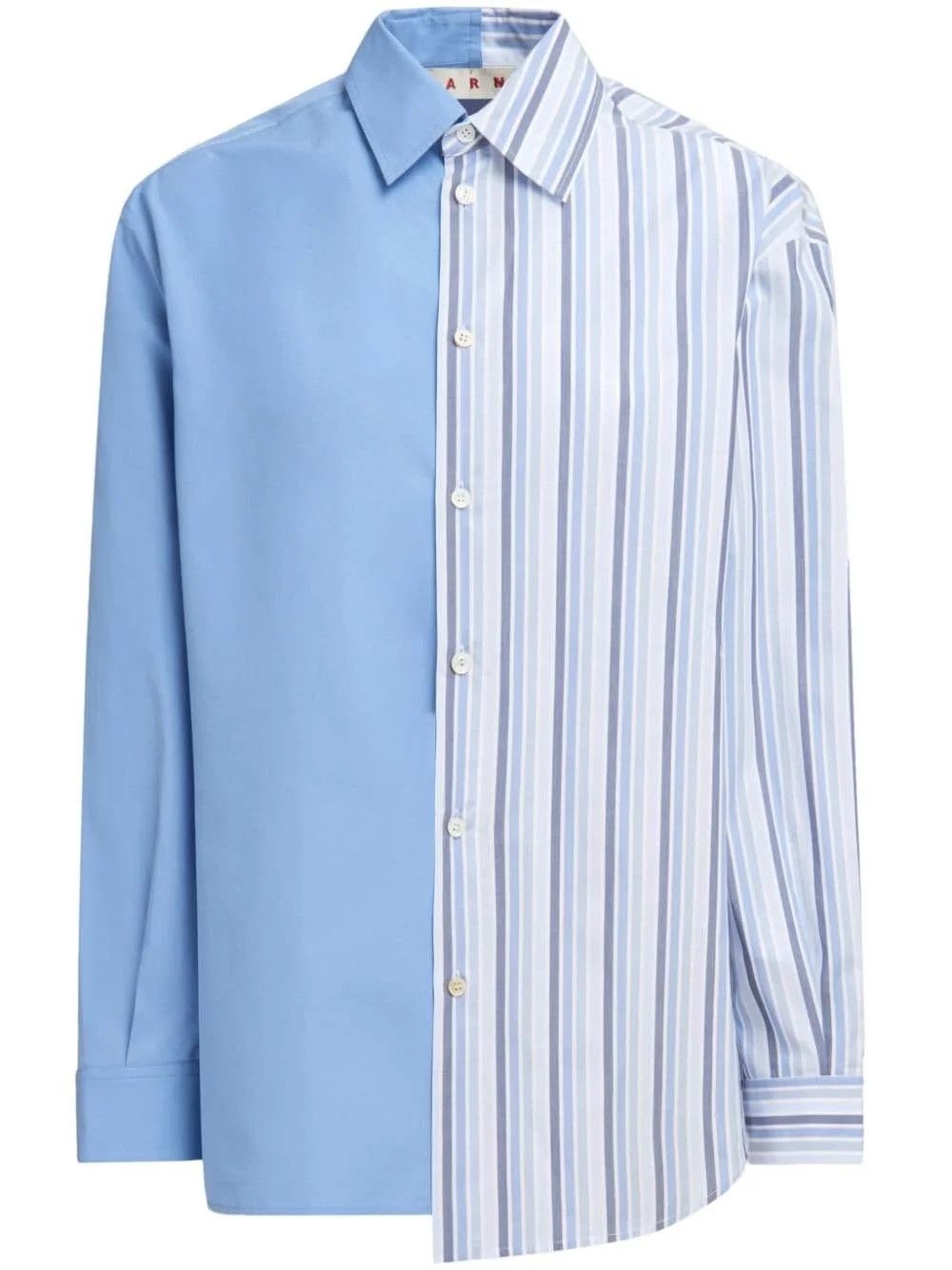 Marni o1f1d3z0126 Panelled Half-And-Half Shirt in Multicolor Size L / US 10 / IT 46 - 1 Thumbnail