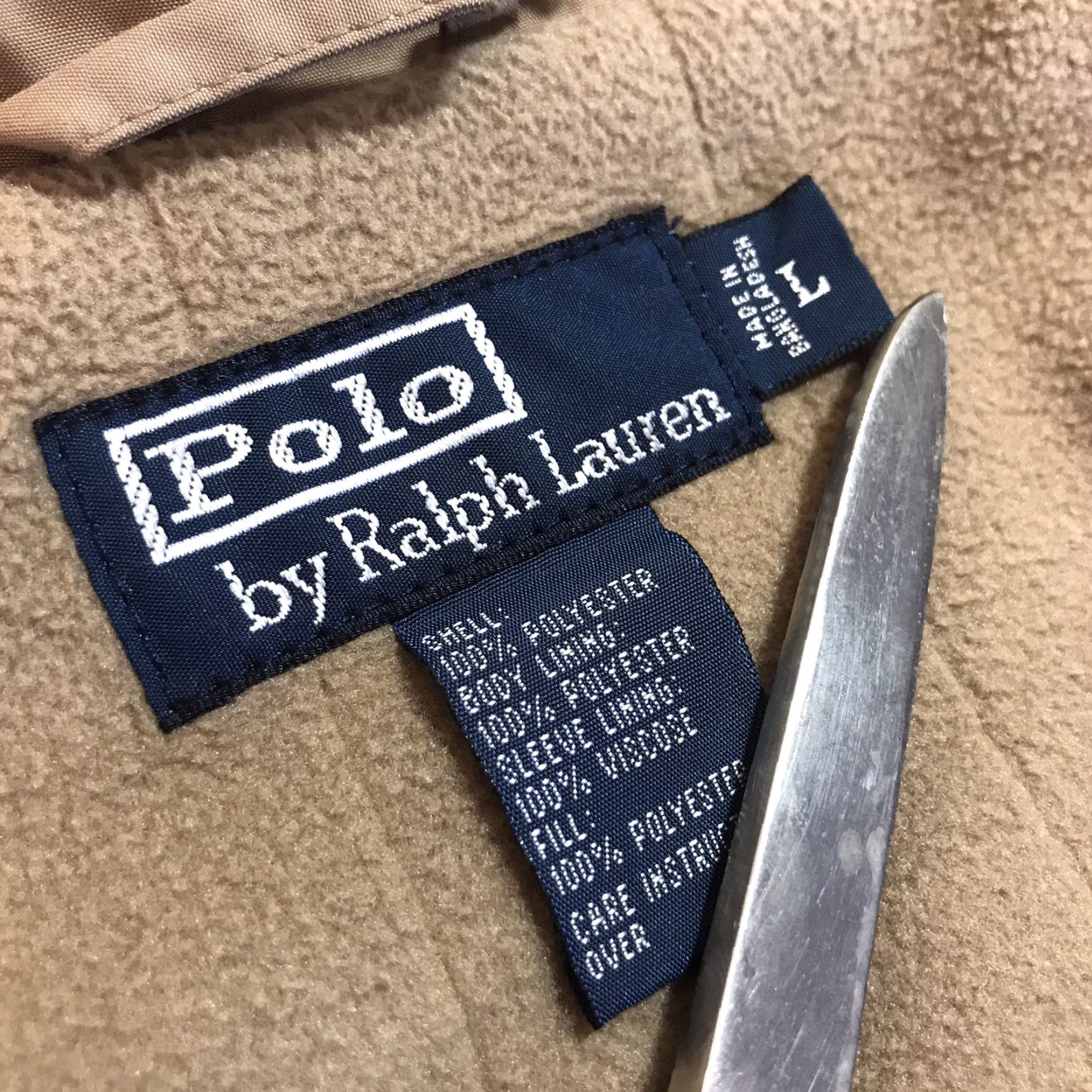 Polo Ralph Lauren VINTAGE Polo Ralph Lauren Jacket Men L 90s Nylon Fleece Lined Zip Hood Field Military Style Brown Blue Logo Lined Size US L / EU 52-54 / 3 - 3 Thumbnail