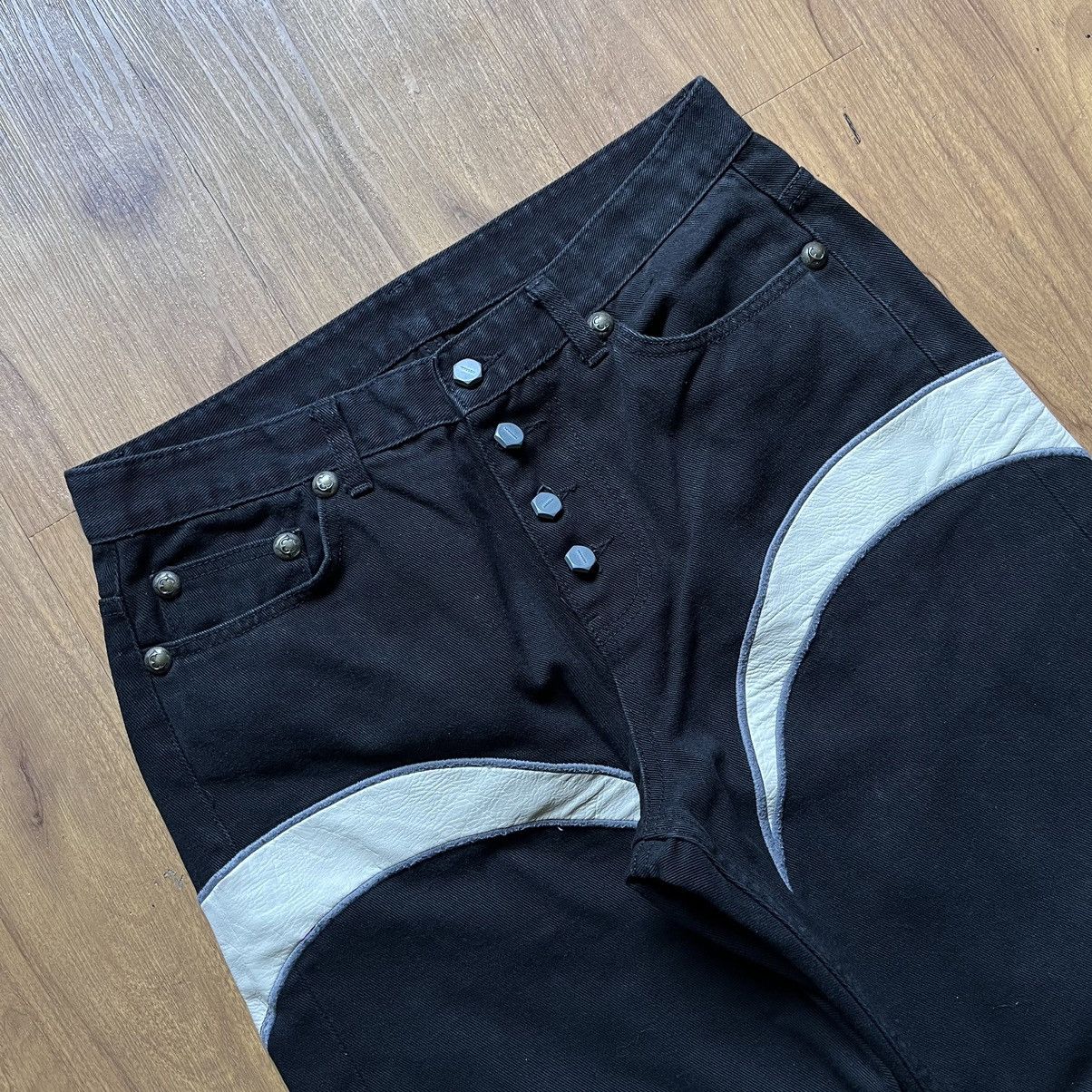 Japanese Brand × Thug Club Thug Club Leather Denim Pants Size US 33 - 4 Thumbnail