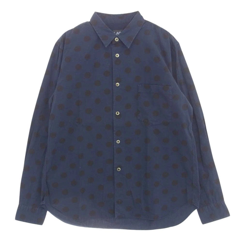 Comme des Garcons Black Shirt Shadow dot pattern long sleeve cotton button up Navy Size US M / EU 48-50 / 2 - 1 Thumbnail