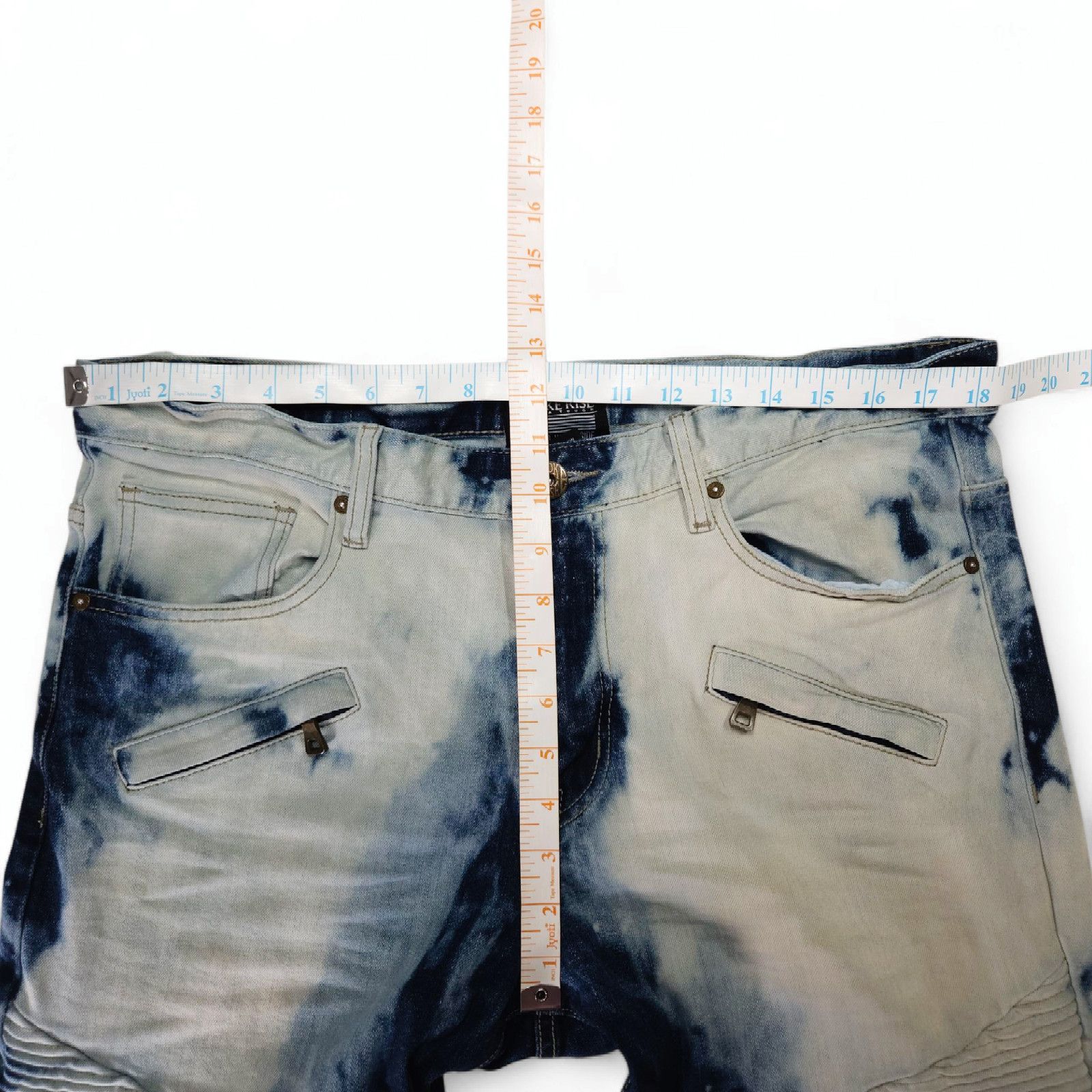 Smoke Rise EUC Smoke Rise Y2K Moto Biker Denim Jeans 38x33 Blue White Size US 38 / EU 54 - 8 Thumbnail