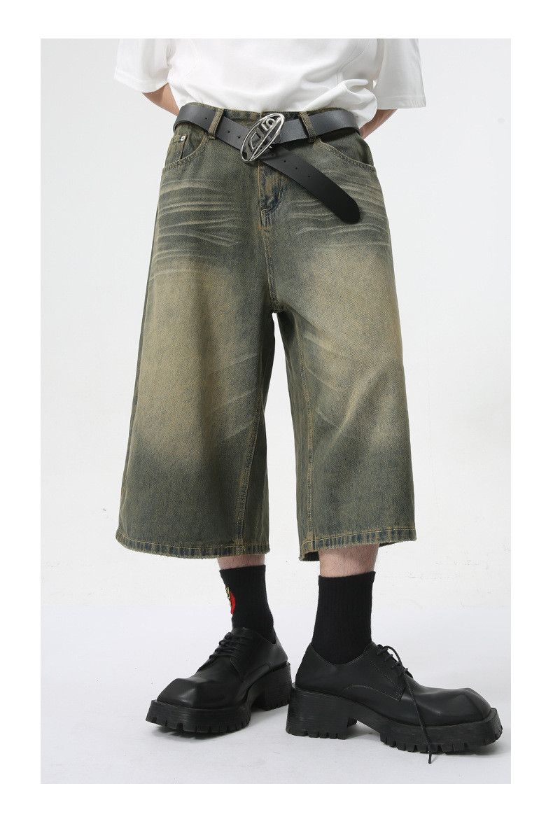 Japanese Brand × Jean Vintage straight wide-leg distressed denim shorts Size US 32 / EU 48 - 1 Thumbnail