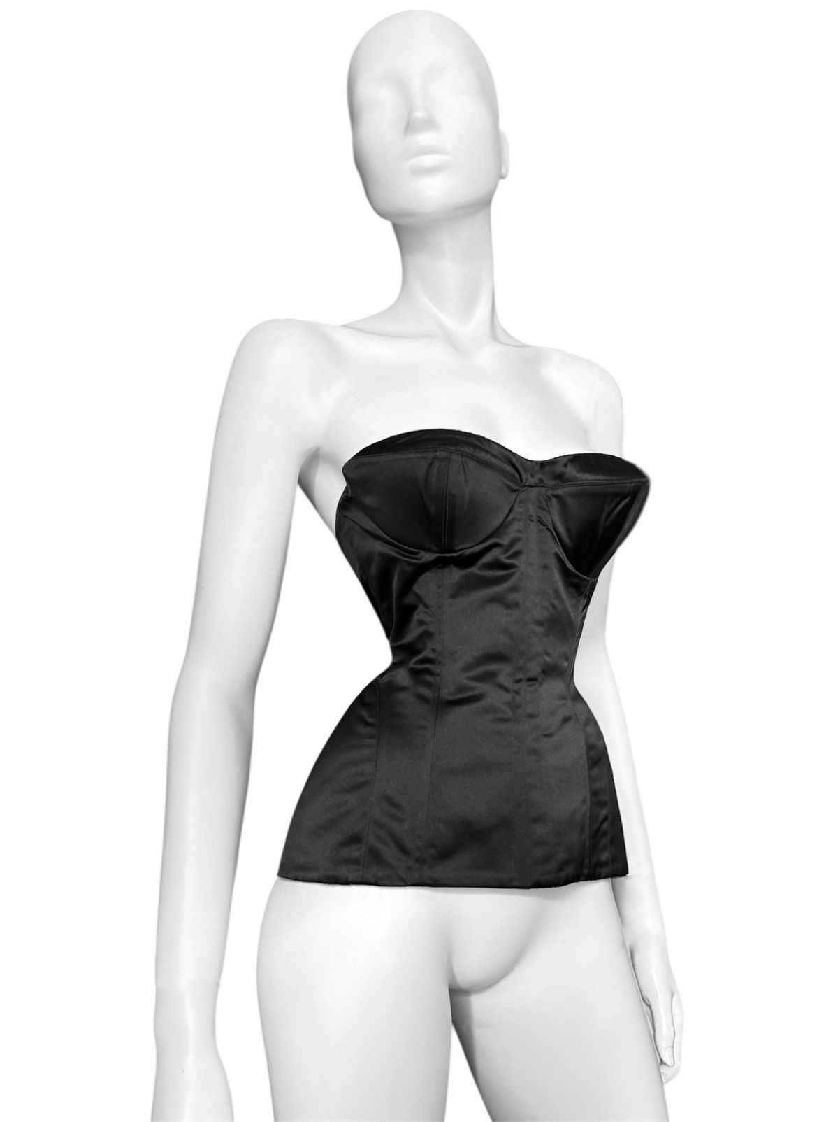 Gucci Gucci by Tom Ford Spring 2001 Black Satin Corset Blouse Size M / US 6-8 / IT 42-44 - 2 Thumbnail