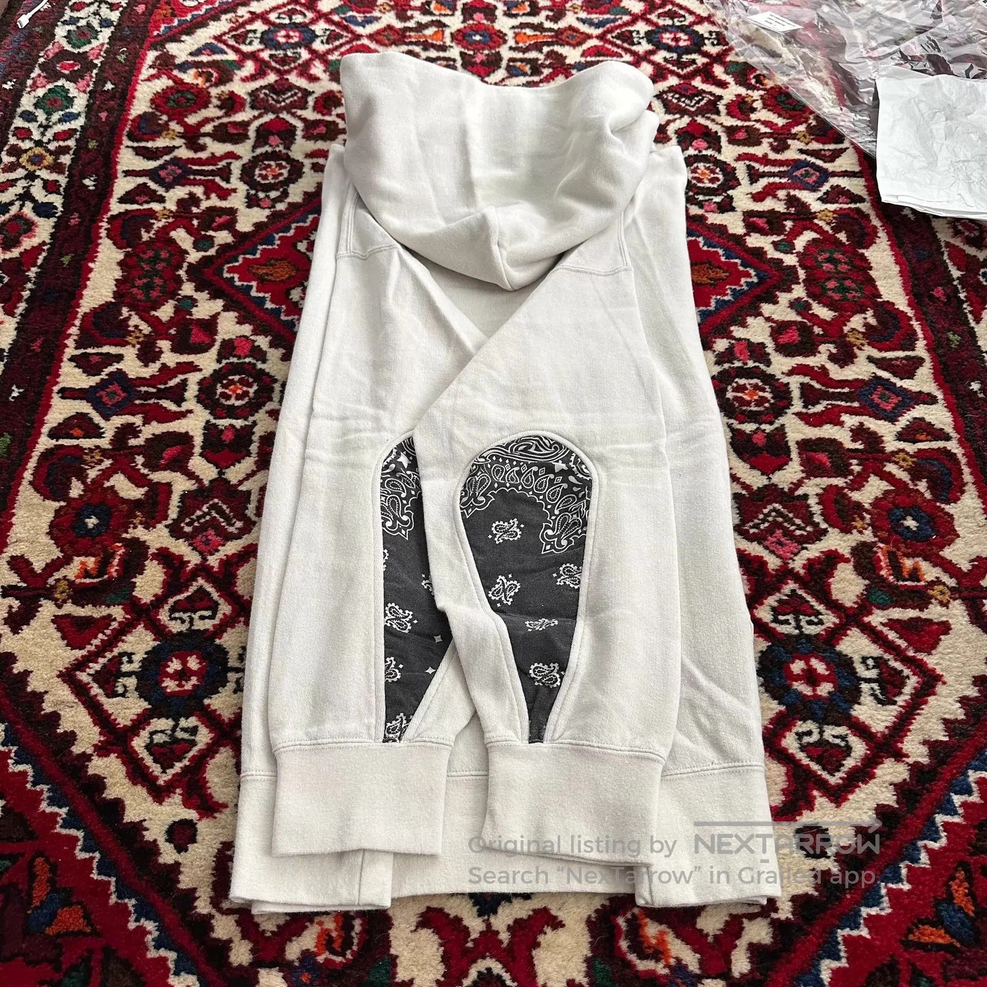 Visvim White Hoodie with Bandana Print Elbow Patches. Size US S / EU 44-46 / 1 - 5 Thumbnail