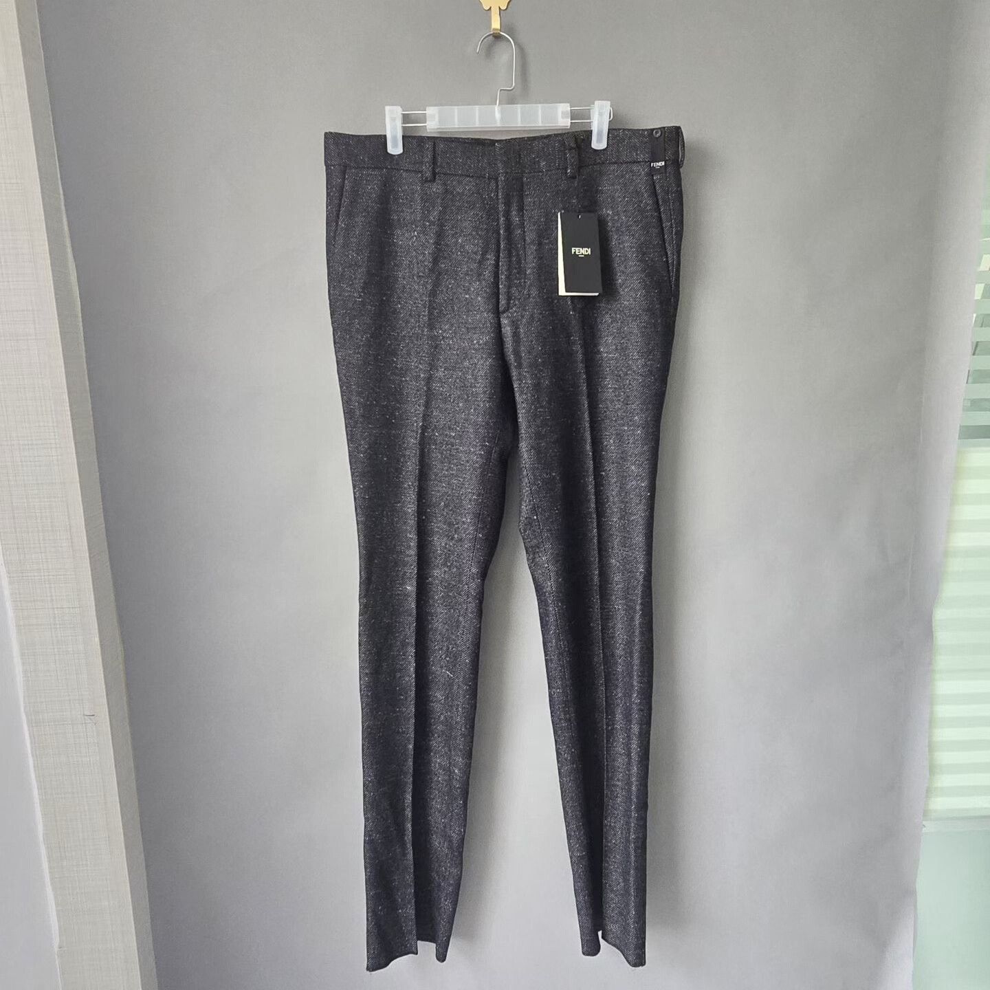 Fendi Fendi Black Gray Wool Blend Trousers Size US 27 - 1 Thumbnail