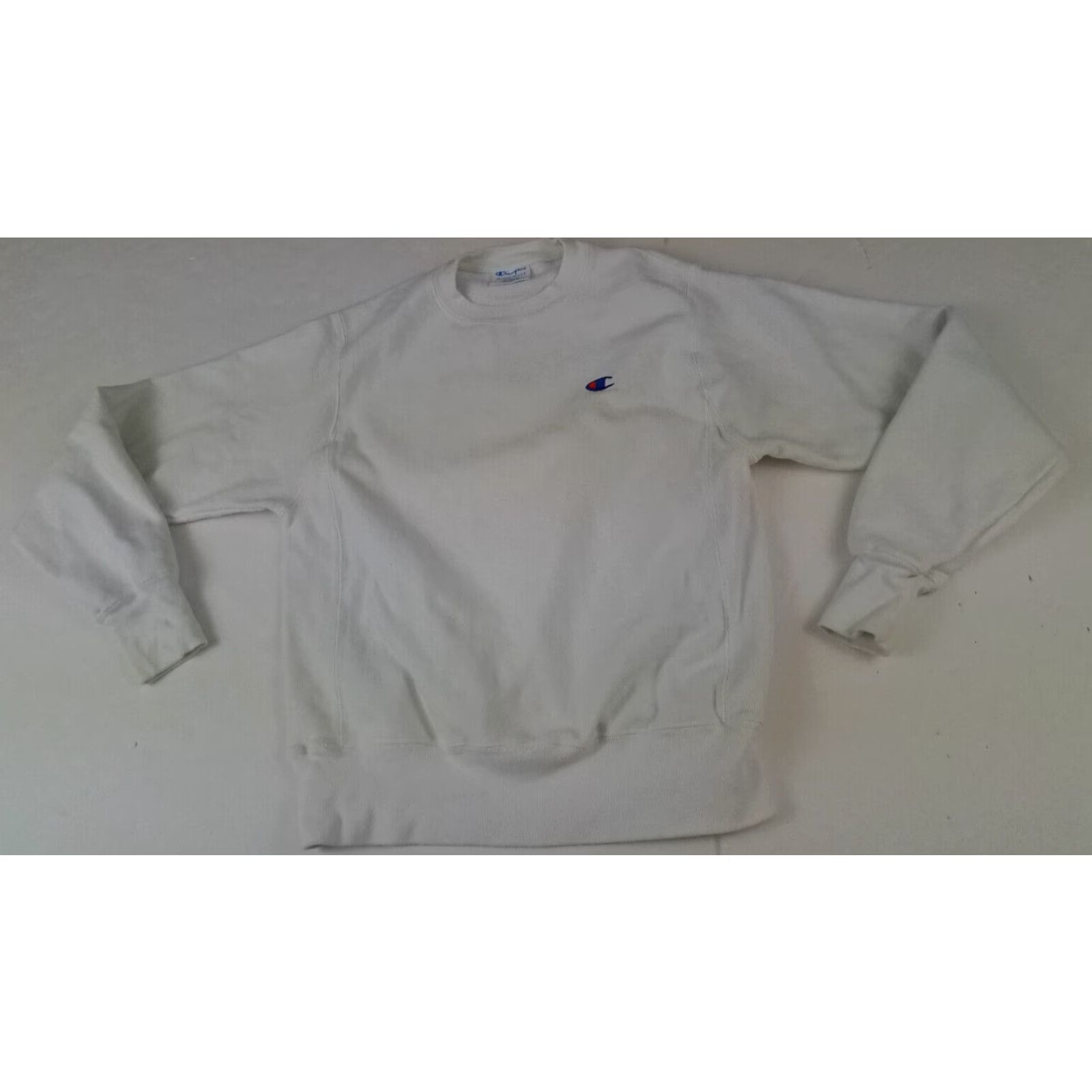 Champion VINTAGE? Woman Champion Reverse Weave White Sweatshirt S Small Crew Neck Long Sleeve Pullover Activewear Canvas Cotton Regular Womens Size S / US 4 / IT 40 - 3 Thumbnail