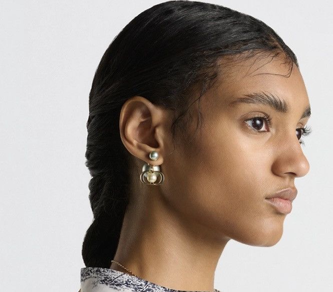 Dior DIOR TRIBALES EARRINGS Gold-Finish Metal w Pistachio Green Size ONE SIZE - 2 Thumbnail