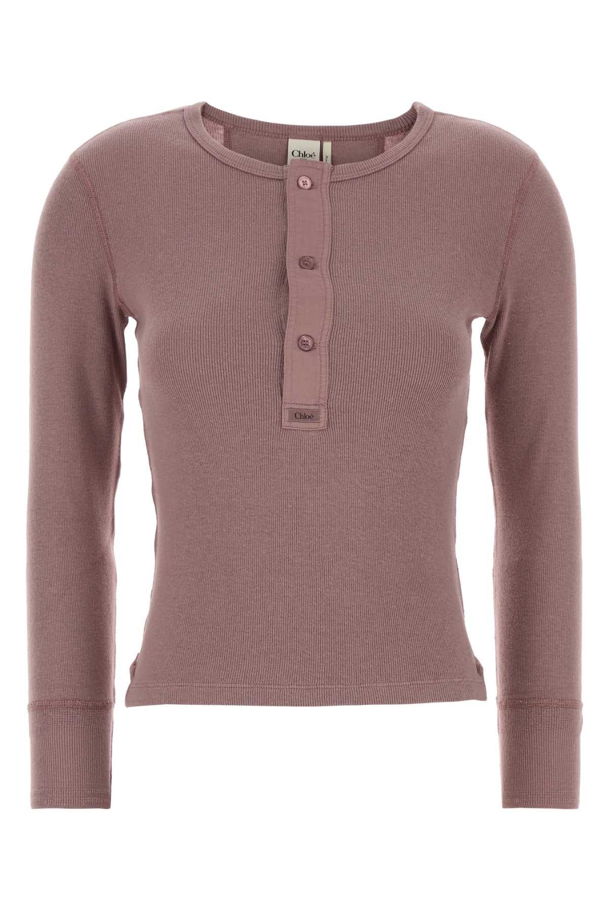 Chloe Antiqued Pink Cotton T-Shirt Size L / US 10 / IT 46 - 1 Thumbnail