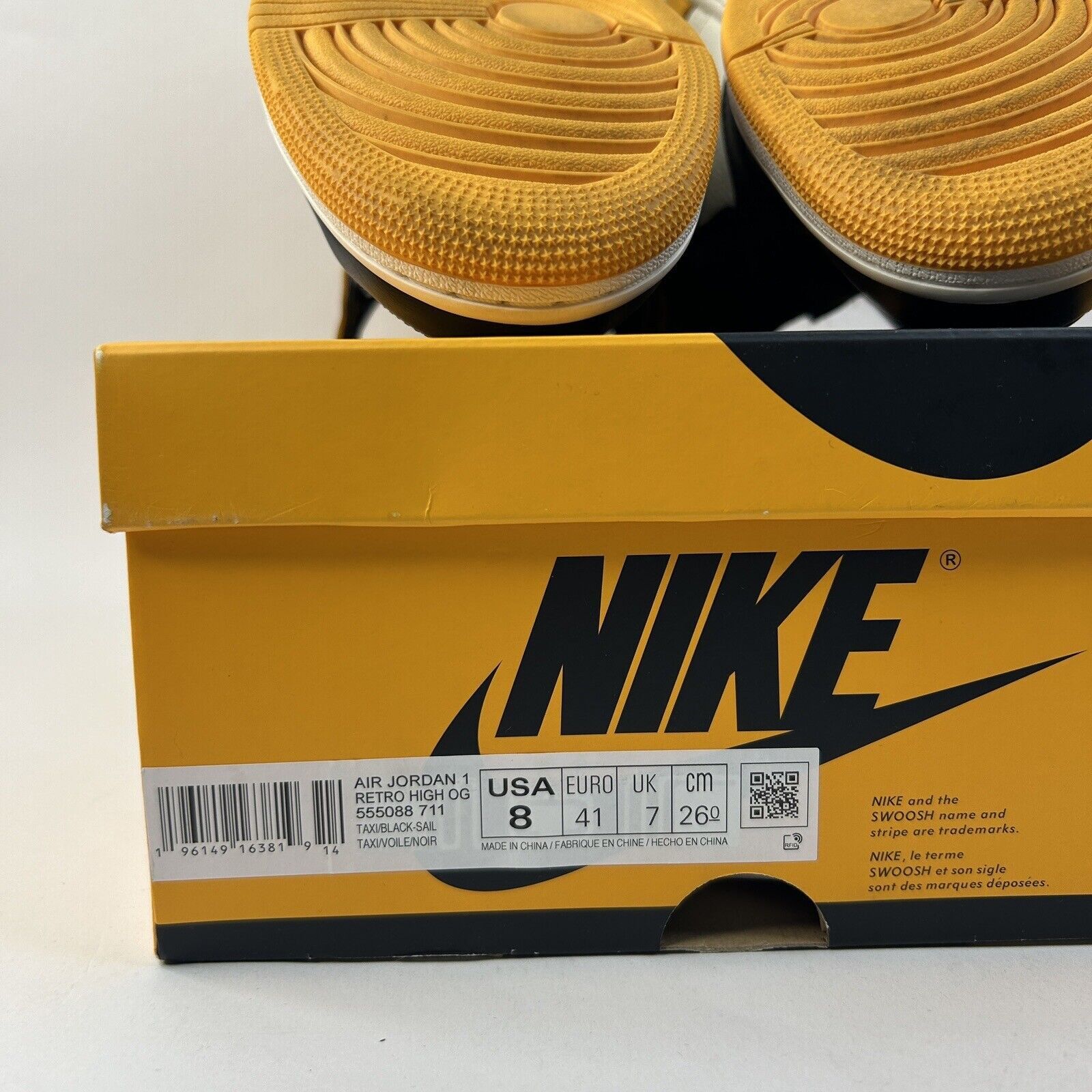 Nike Nike Air Jordan 1 Retro High OG “Yellow Toe/Taxi” 2024 Size US 8 / EU 41 - 8 Thumbnail