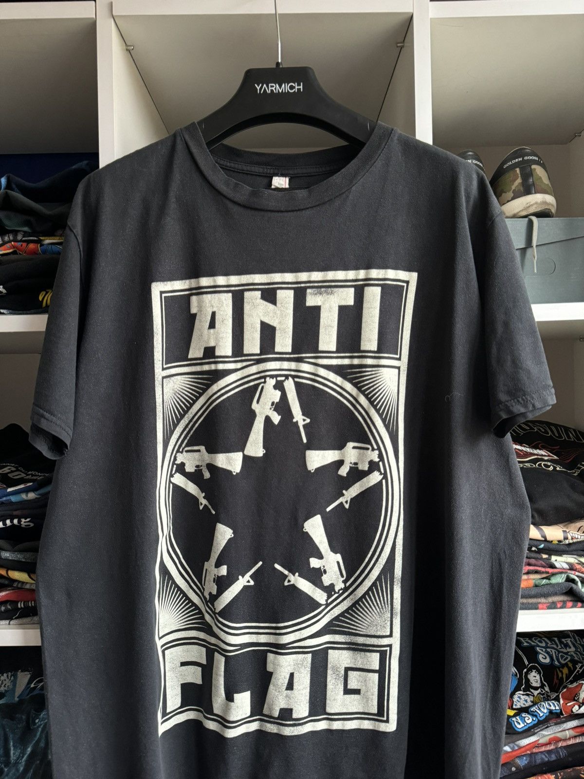 Band Tees × Vintage Vintage 90s Anti Flag Pentagram Print Band Metal T shirt Size US L / EU 52-54 / 3 - 2 Thumbnail