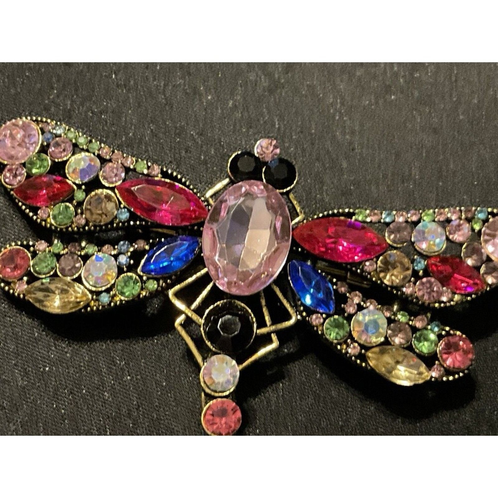 Other Contemporary Large Rhinestone Dragon Fly C Clamp Brooch Size ONE SIZE - 2 Thumbnail