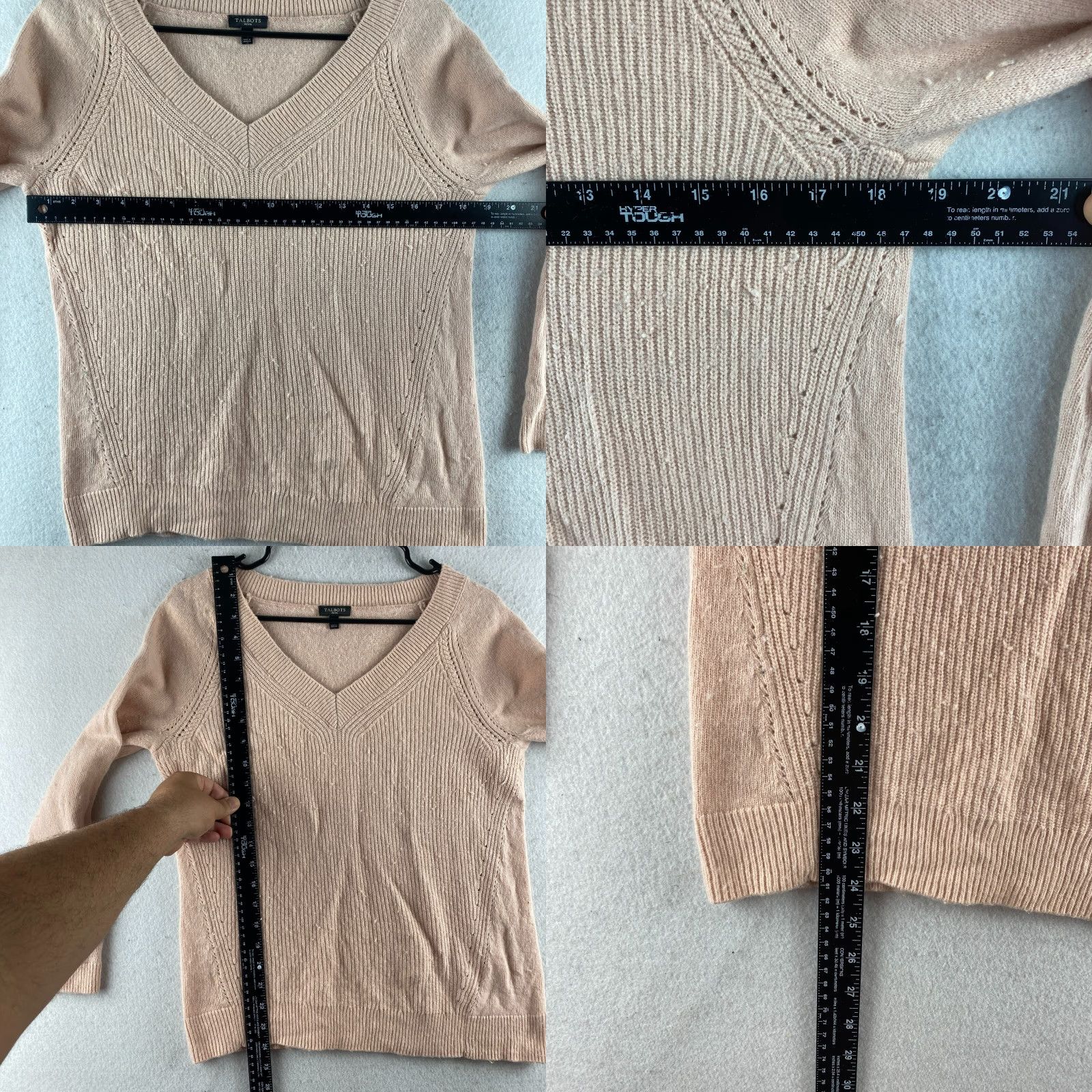 Talbots Talbots Sweater Womens Medium Petite MP Pink Cashmere Wool Blend Pullover V-Neck Size M / US 6-8 / IT 42-44 - 8 Thumbnail