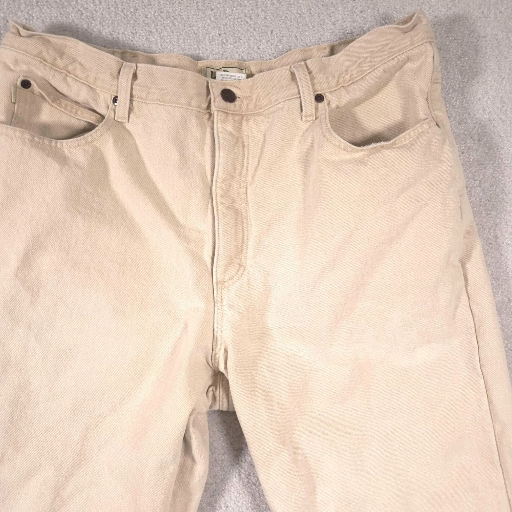 Vintage L.L.Bean Jeans Mens 38x32 Tan Classic Fit Fleece Lined Workwear Winter Warm Jeans Size US 38 / EU 54 - 3 Thumbnail