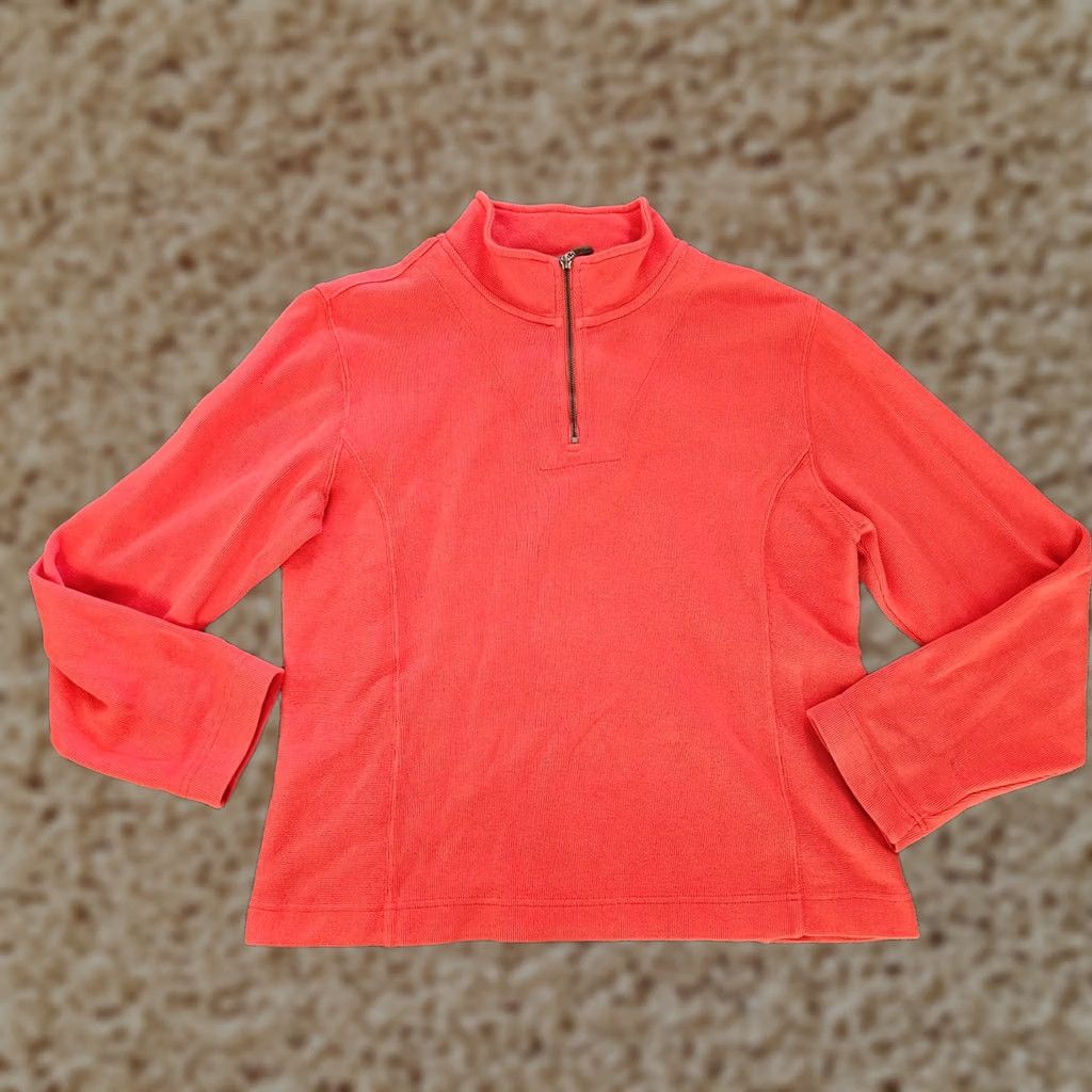 Vintage Fresh Produce Sweater Pullover Womens Medium Orange 1/4 Zip Long Sleeve Casual Size M / US 6-8 / IT 42-44 - 1 Thumbnail