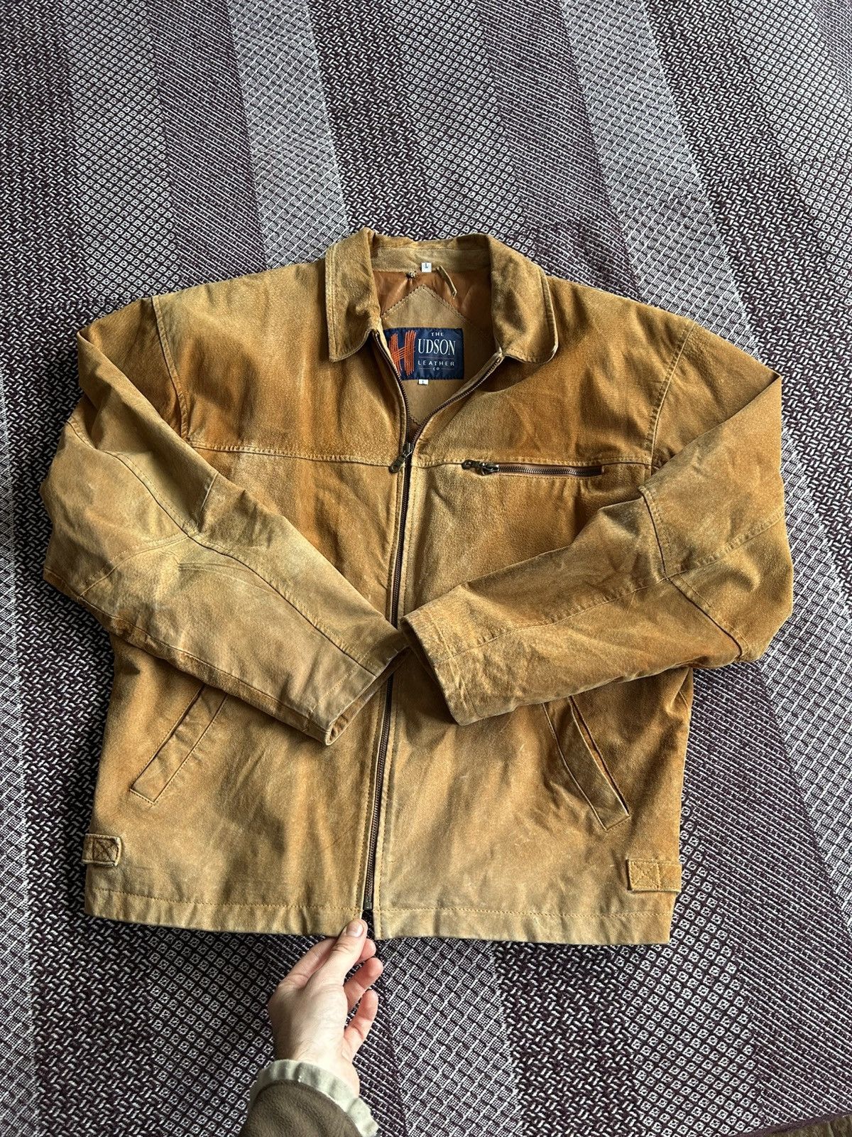 Vintage Vintage Hudson Real Leather Jacket Sun Faded Washed Size L Size US L / EU 52-54 / 3 - 8 Thumbnail