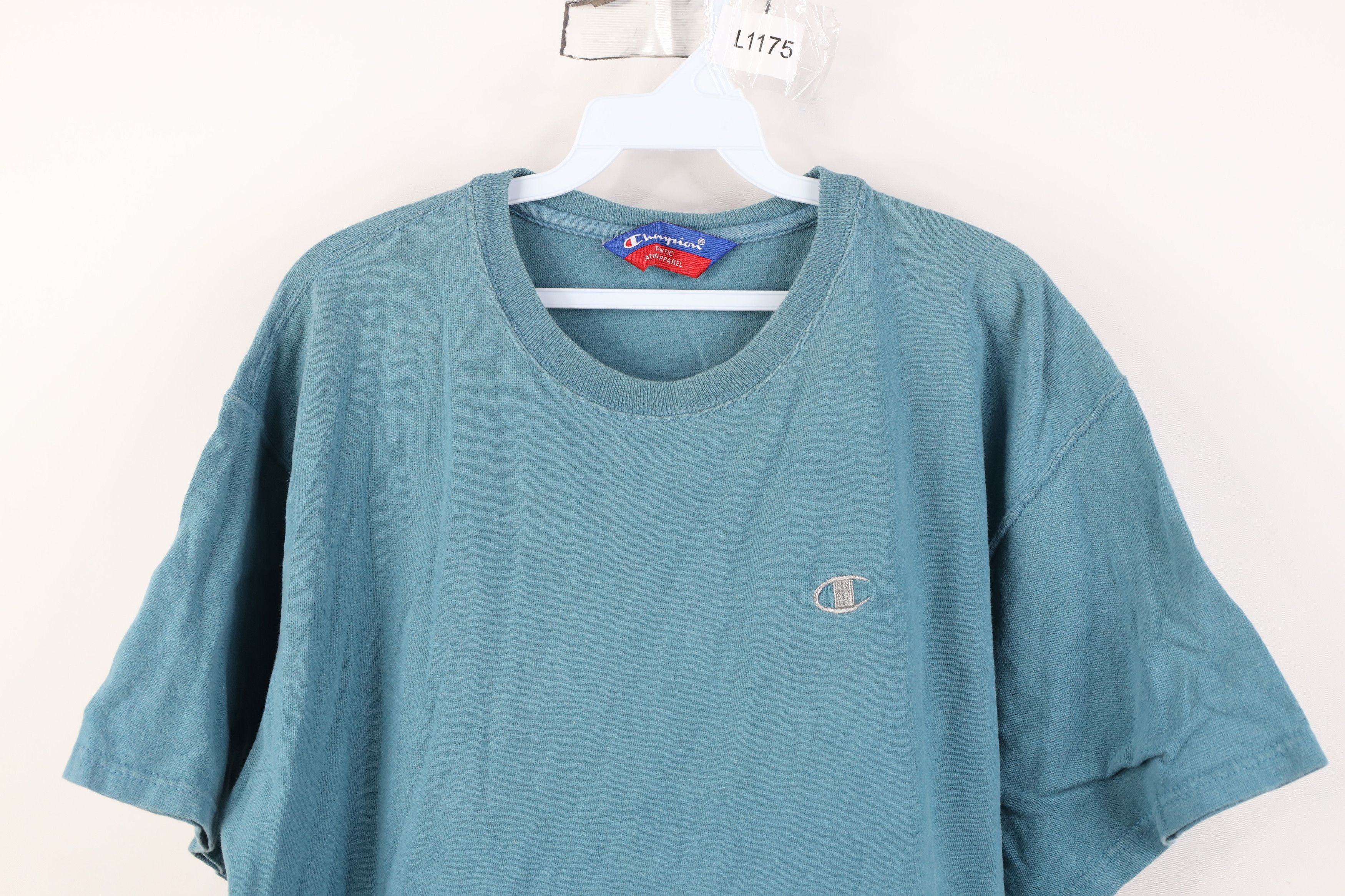 Champion Vintage 90s Champion Faded Classic Logo T-Shirt Teal Cotton Size US L / EU 52-54 / 3 - 2 Thumbnail