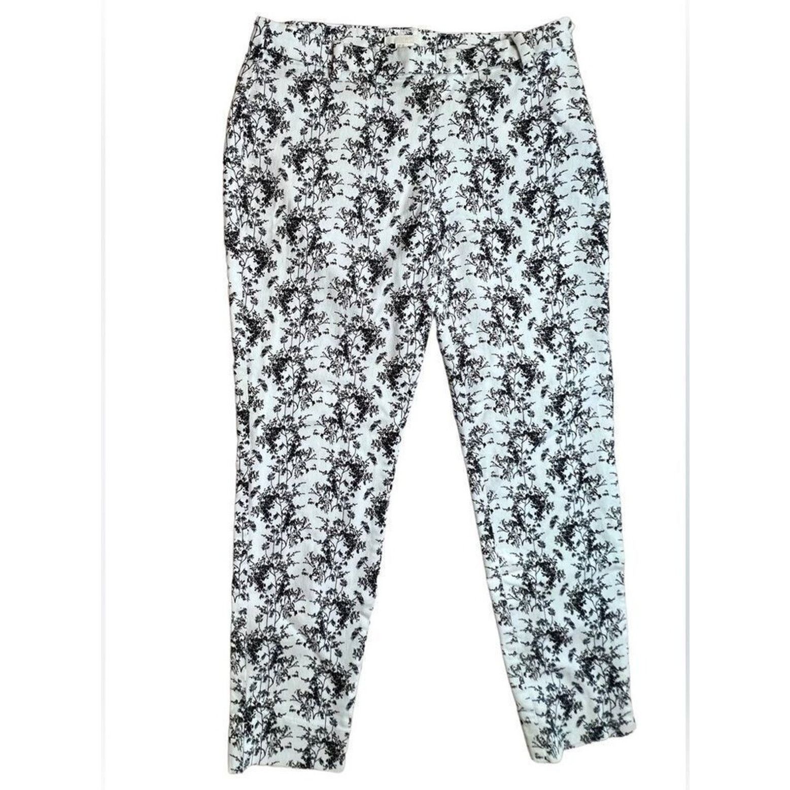 H&M H&M Black White Floral Stretch AOP Skinny Ankle Pants 10 Size 32" / US 10 / IT 46 - 1 Thumbnail