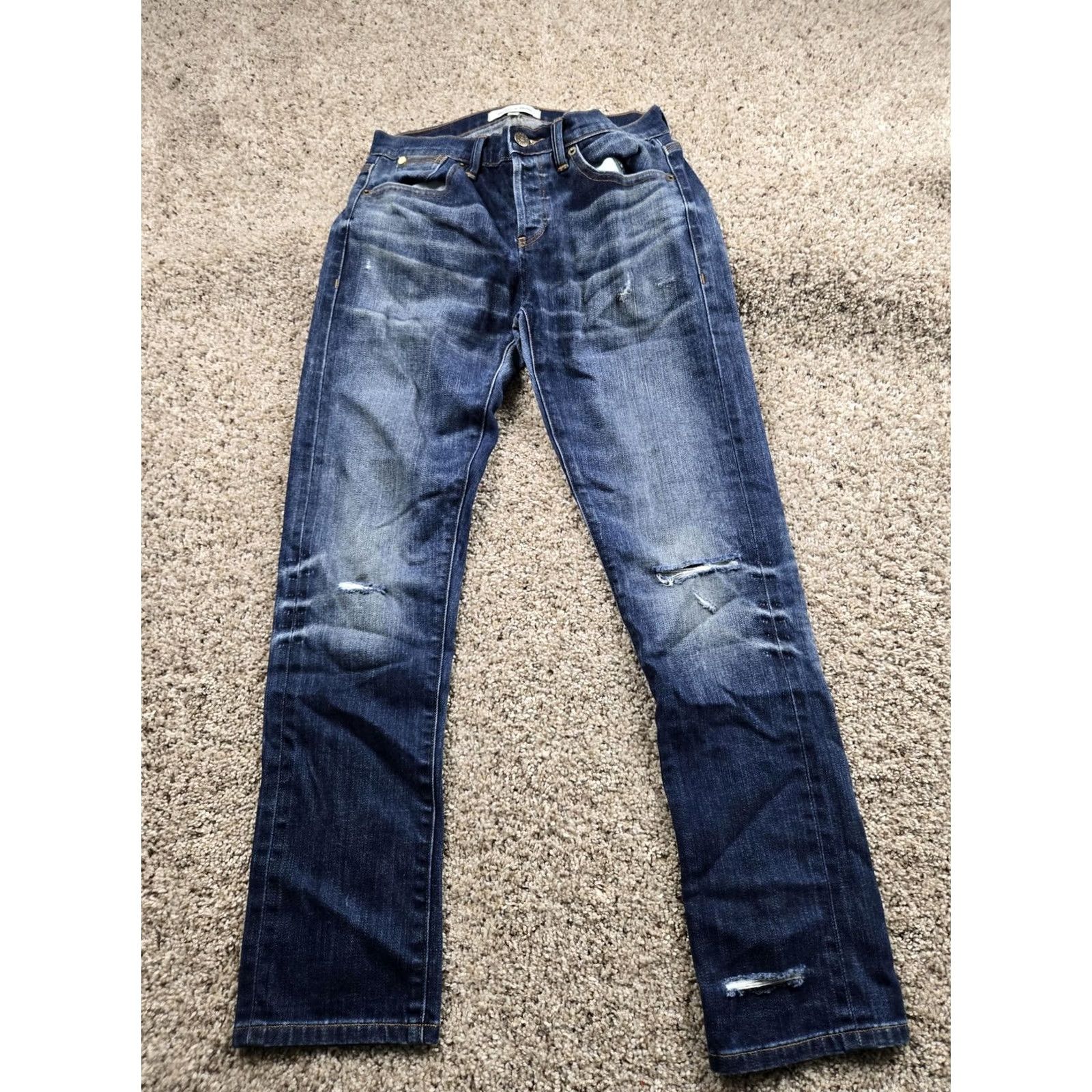 Denime Henry & Belle Jeans Womens 26 Blue Distressed Selvedge Denim Foundry Jeans Size 26" / US 2 / IT 38 - 2 Thumbnail