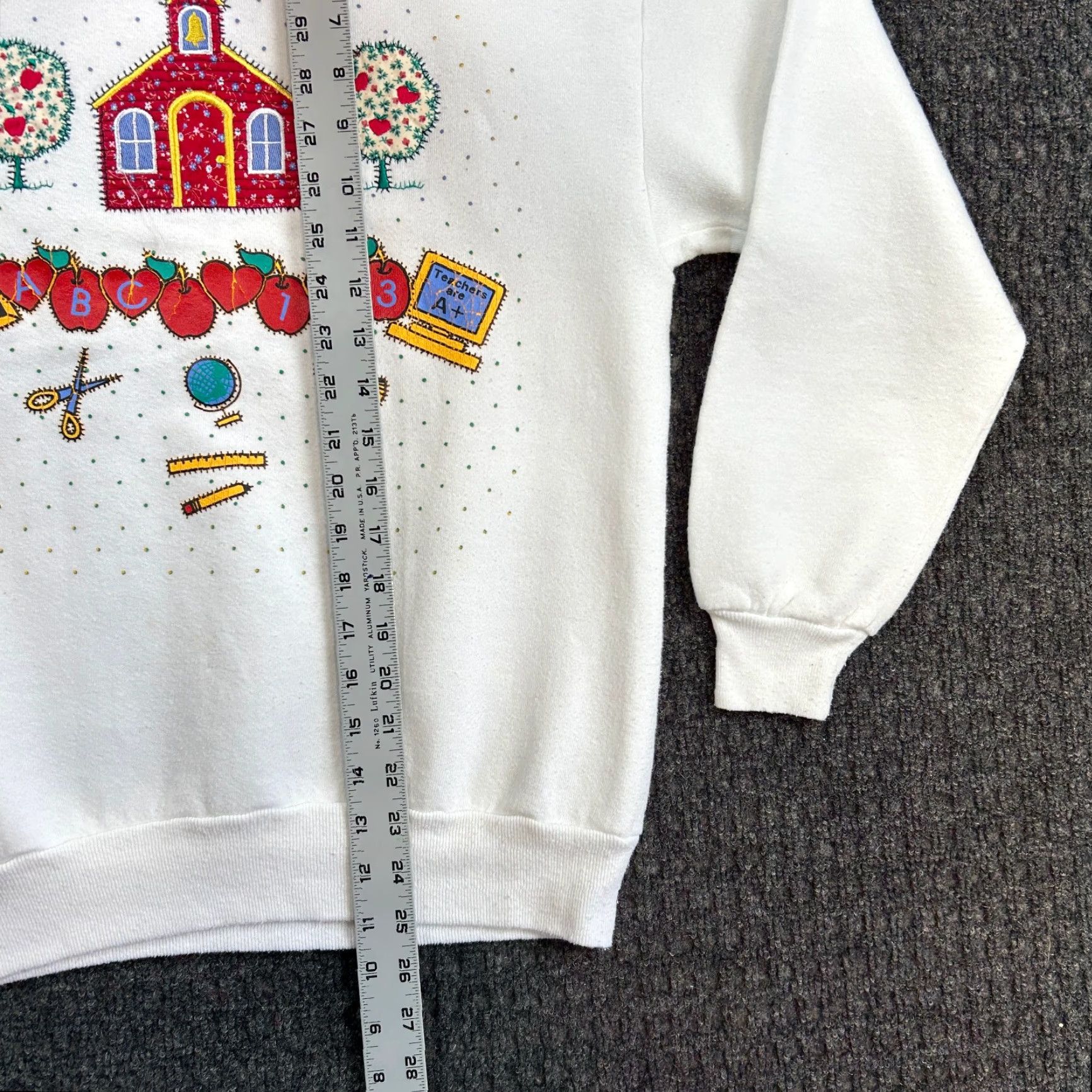 Vintage VINTAGE Morning Sun Sweatshirt Collared Knit Pullover Casual Women’s M White 80s 90s Retro School Embroidered Size M / US 6-8 / IT 42-44 - 7 Thumbnail