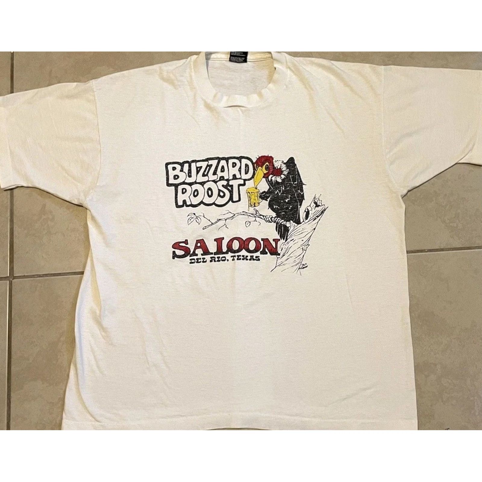Vintage VINTAGE Buzzard Roost Saloon Shirt Mens L White 80s 90s Grunge Punk Harley Trucker Western USA Biker Cartoon Rock Bar Beer Size US L / EU 52-54 / 3 - 2 Thumbnail