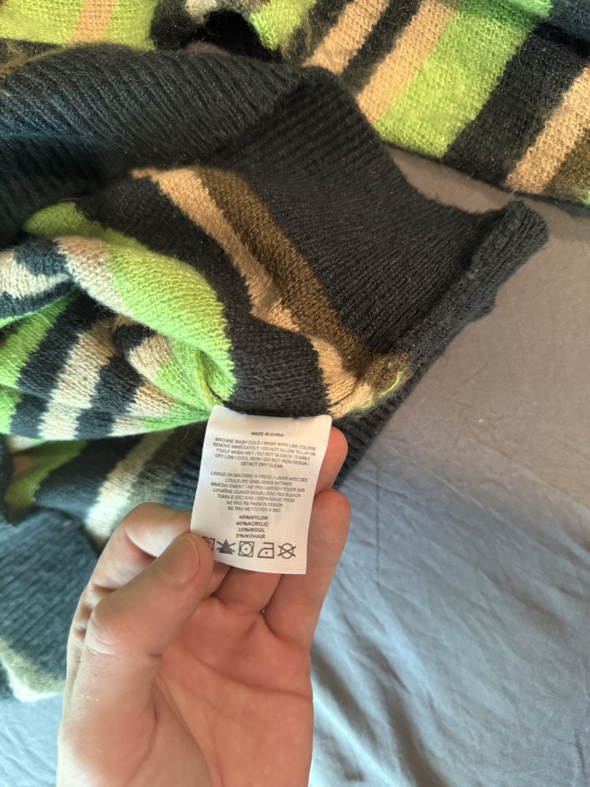Metalwood Studio Metalwood Studio Striped Mohair Knit Sweater Dark Green Size US L / EU 52-54 / 3 - 5 Thumbnail