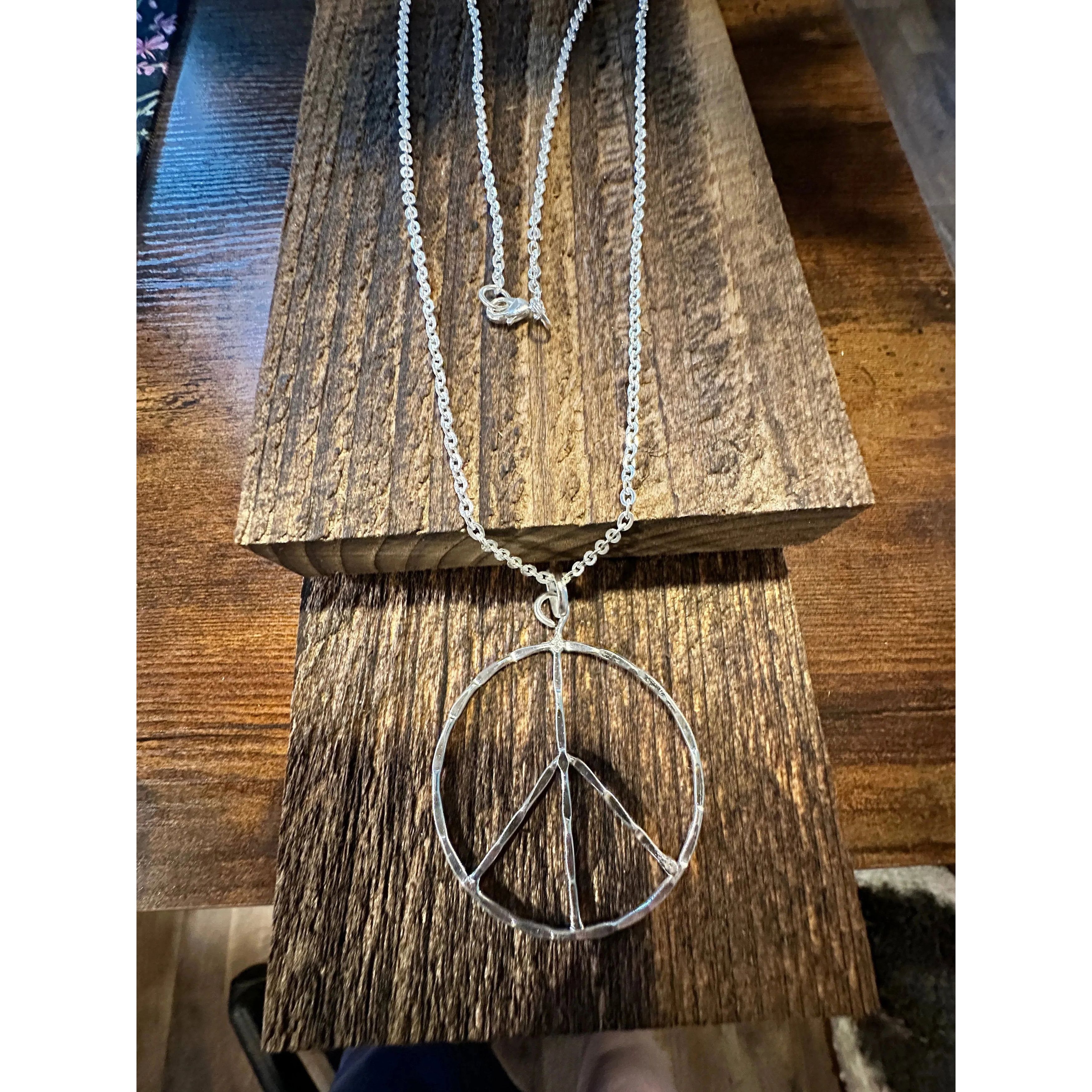 Other Handmade Artesian Hippie Silver Plated Peace Sign Necklace C Size ONE SIZE - 5 Thumbnail